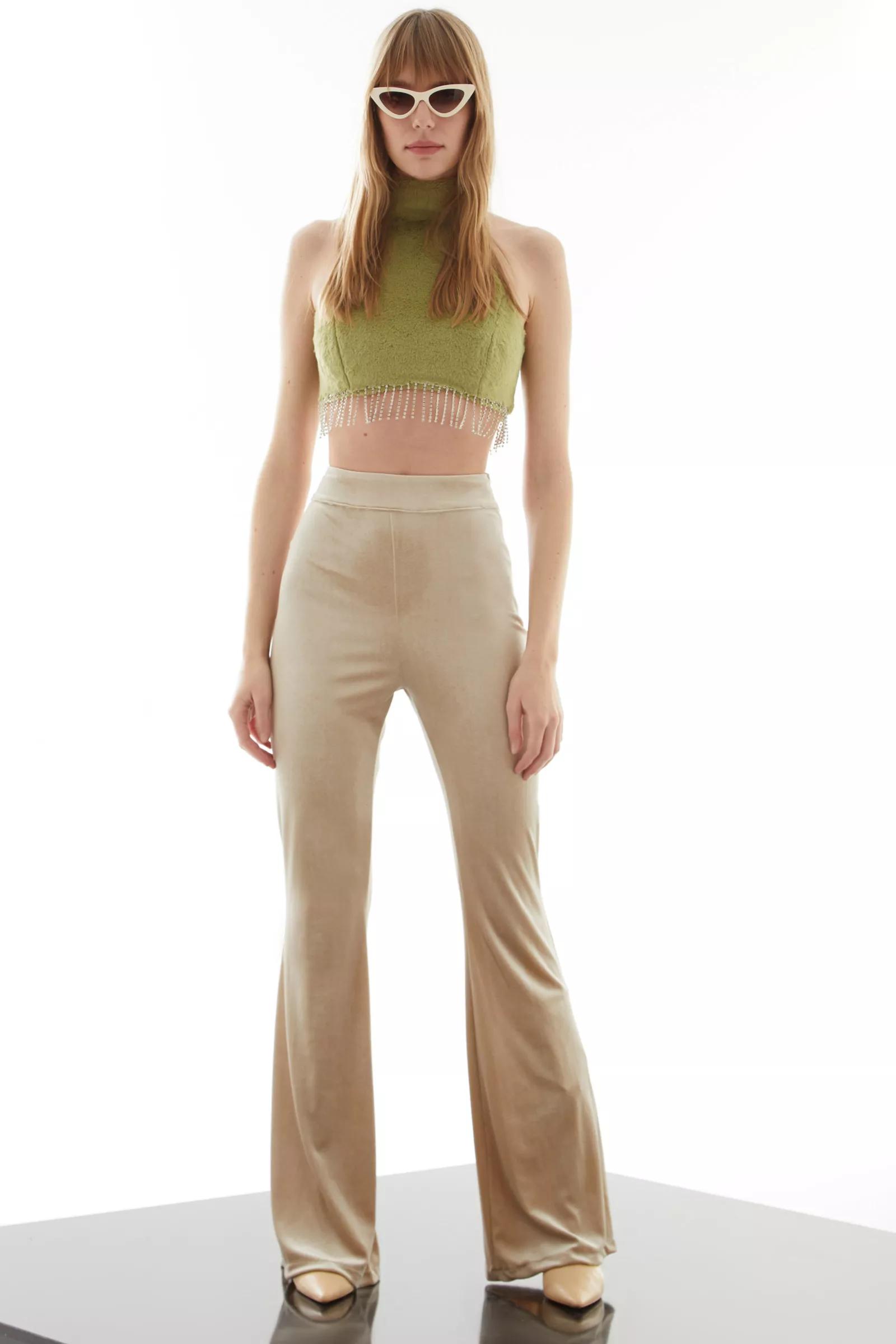 Beige velvet pants