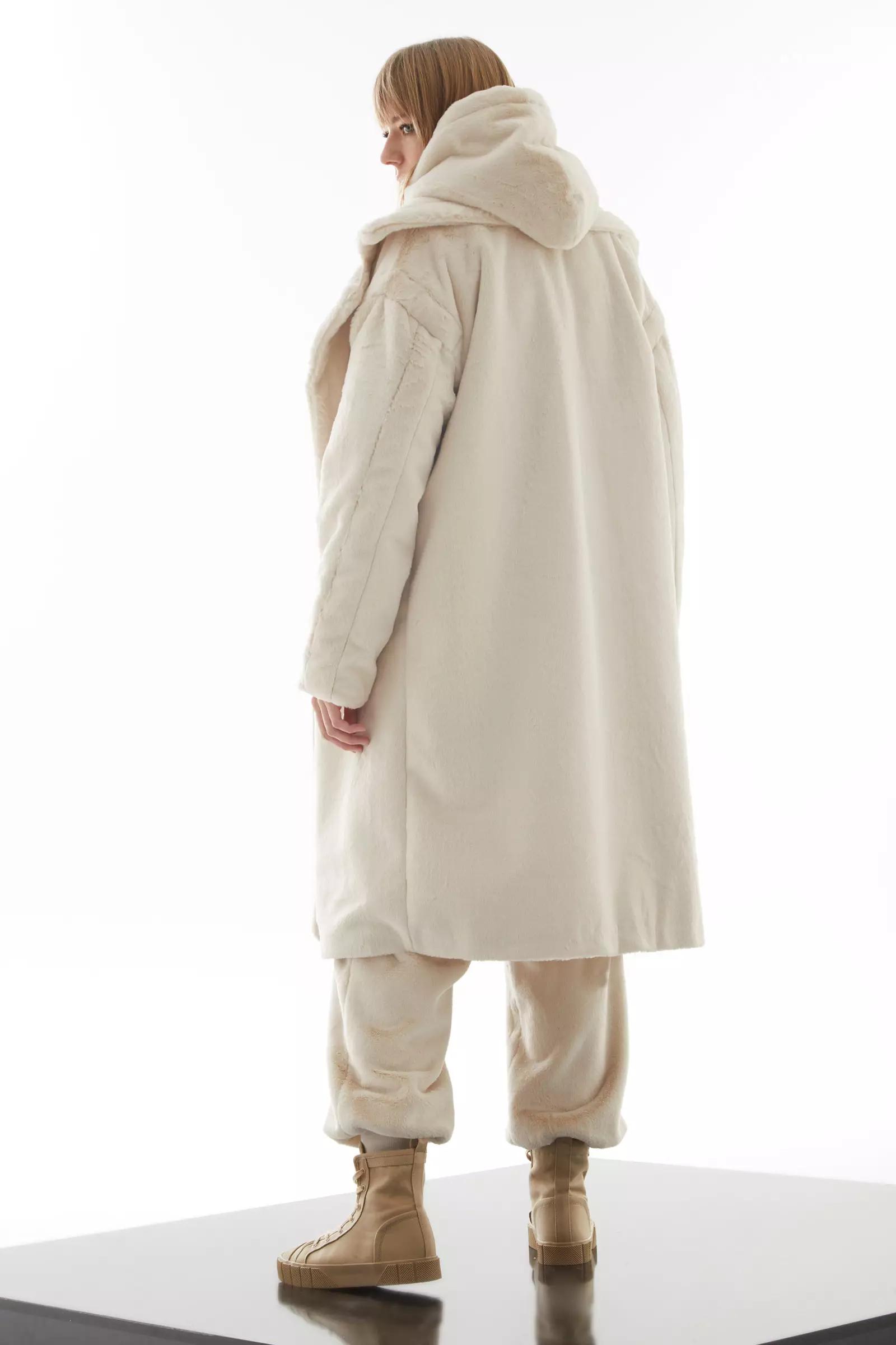 Beige bunny long sleeve maxi coat