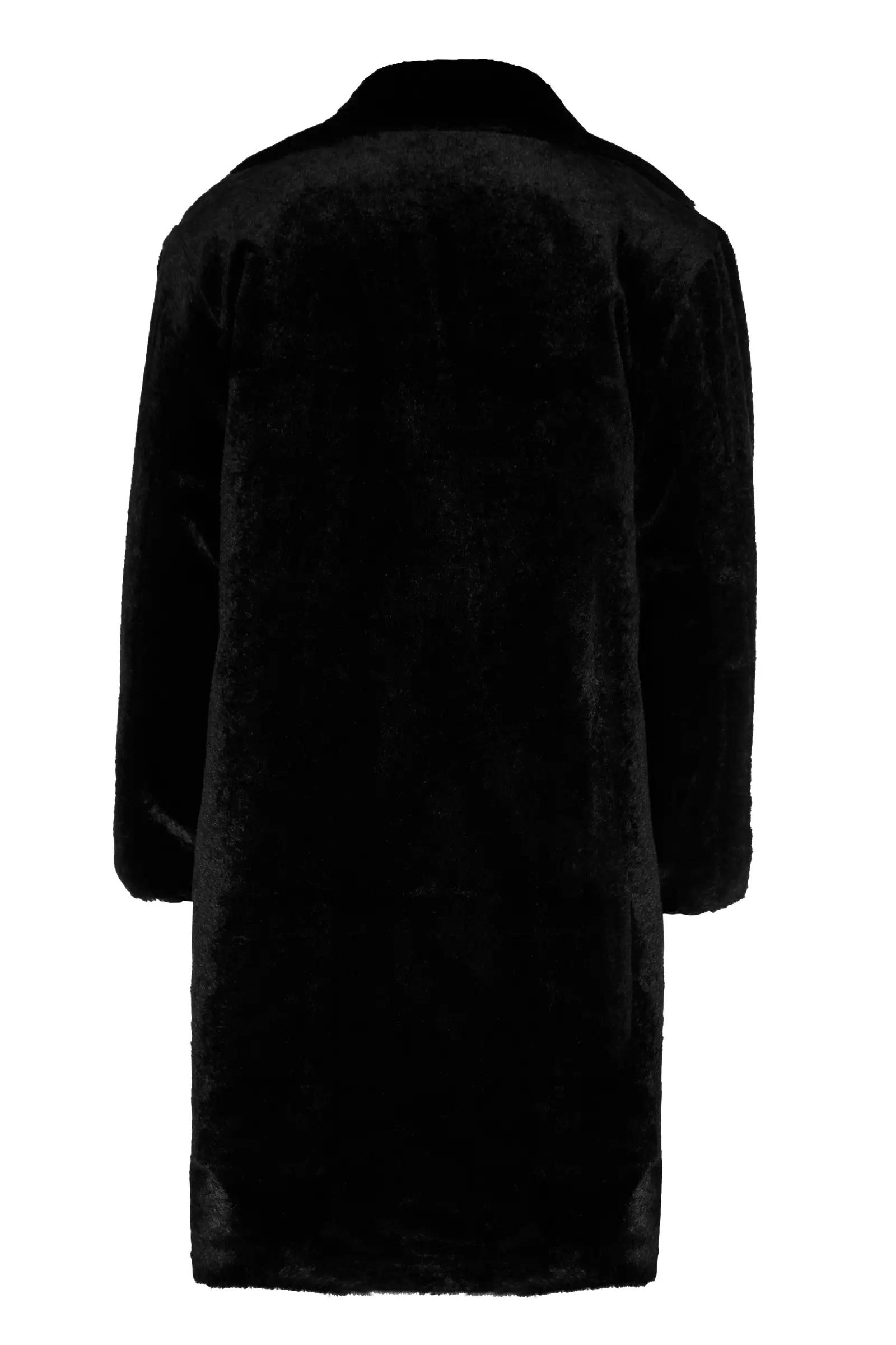 Black bunny long sleeve maxi coat