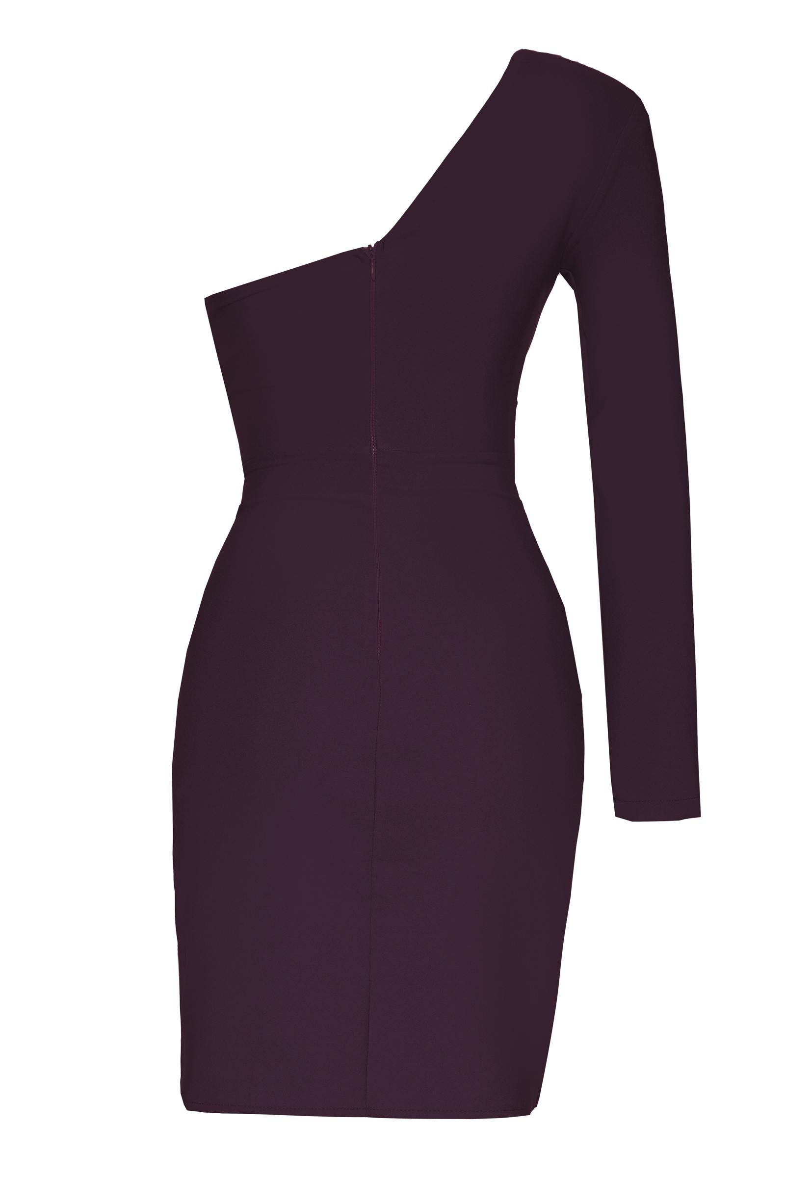 Plum Crepe One Arm Mini Dress