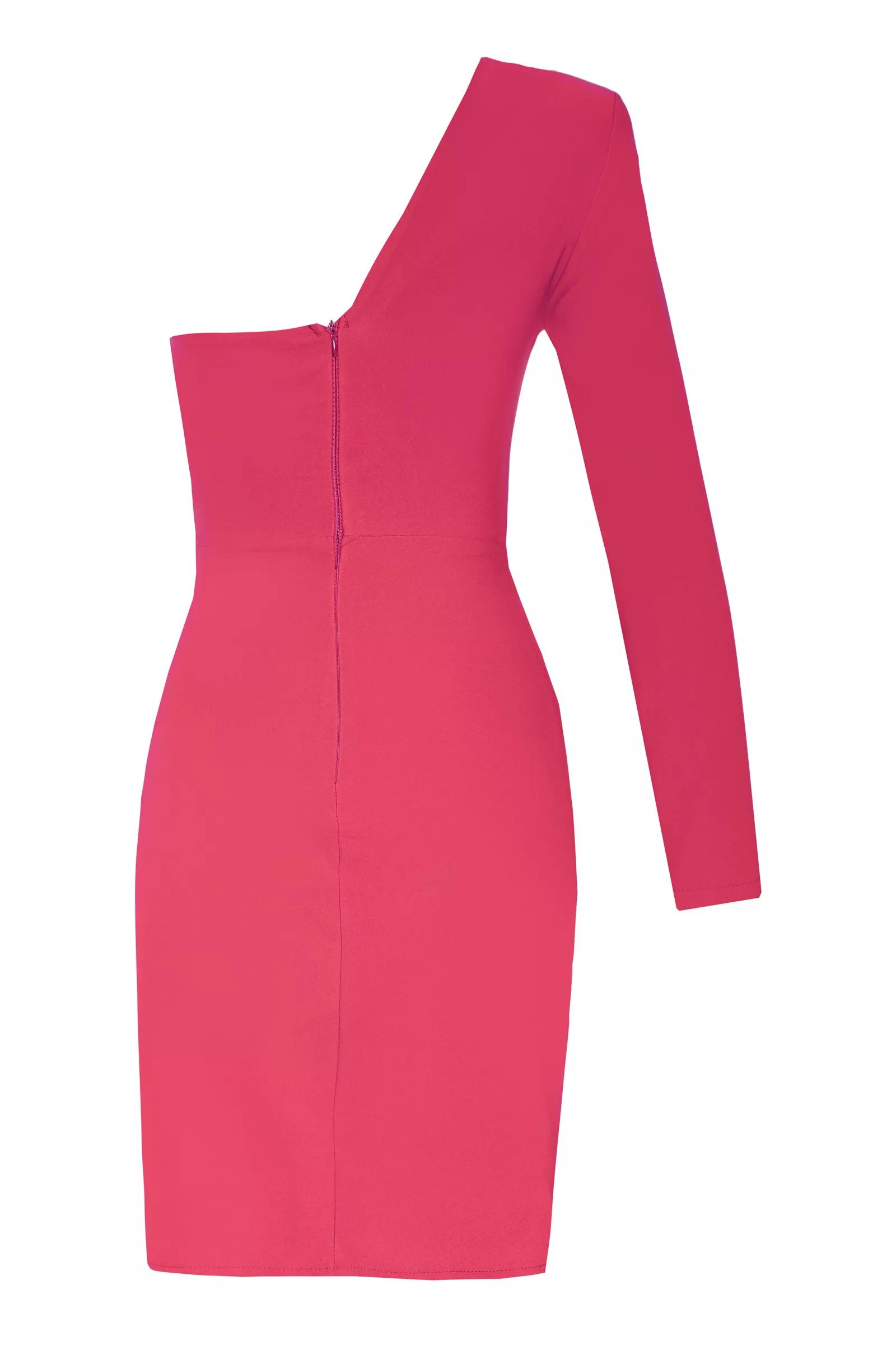 Fuchsia crepe one arm mini dress