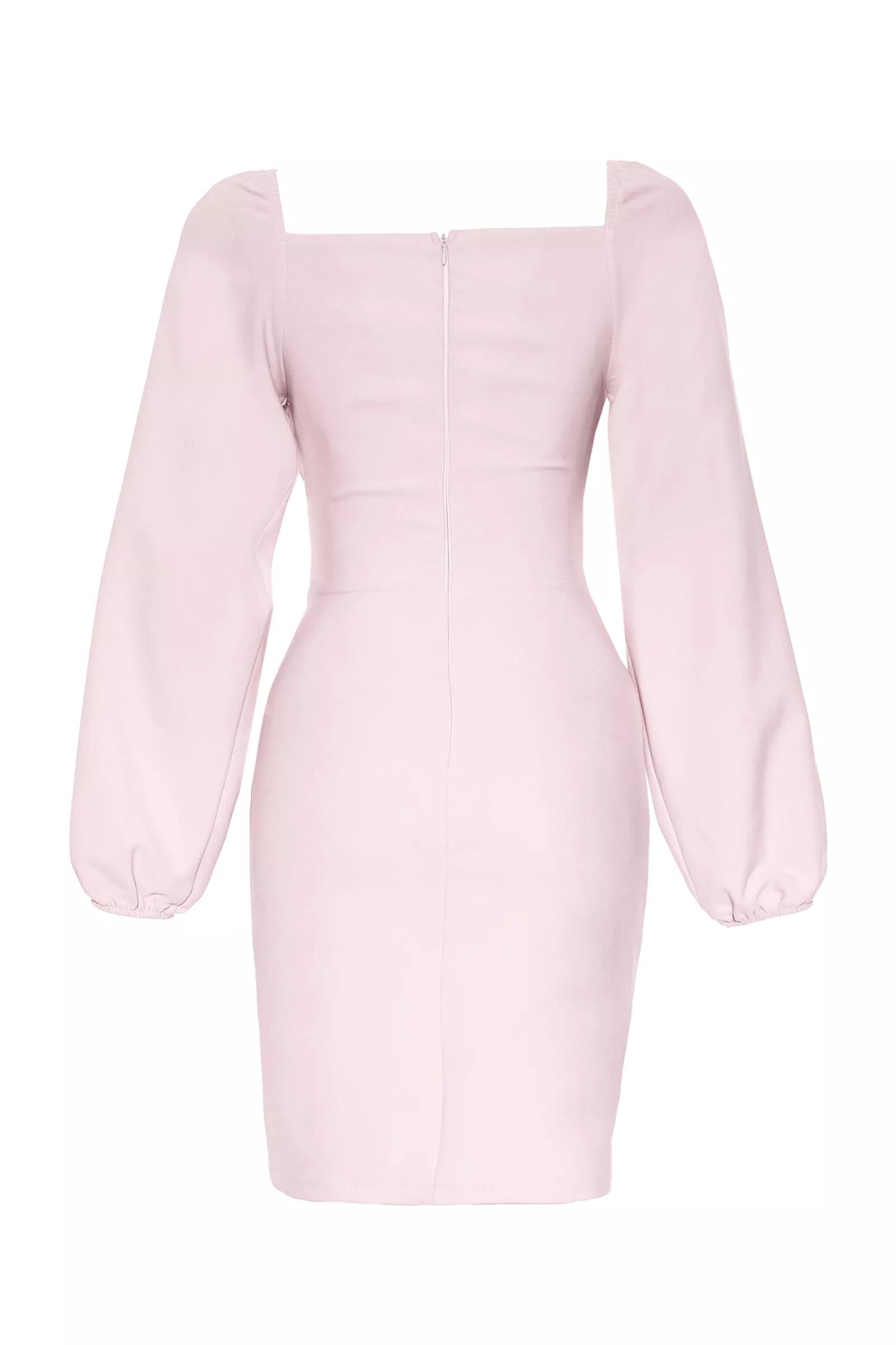 Blush crepe long sleeve mini dress