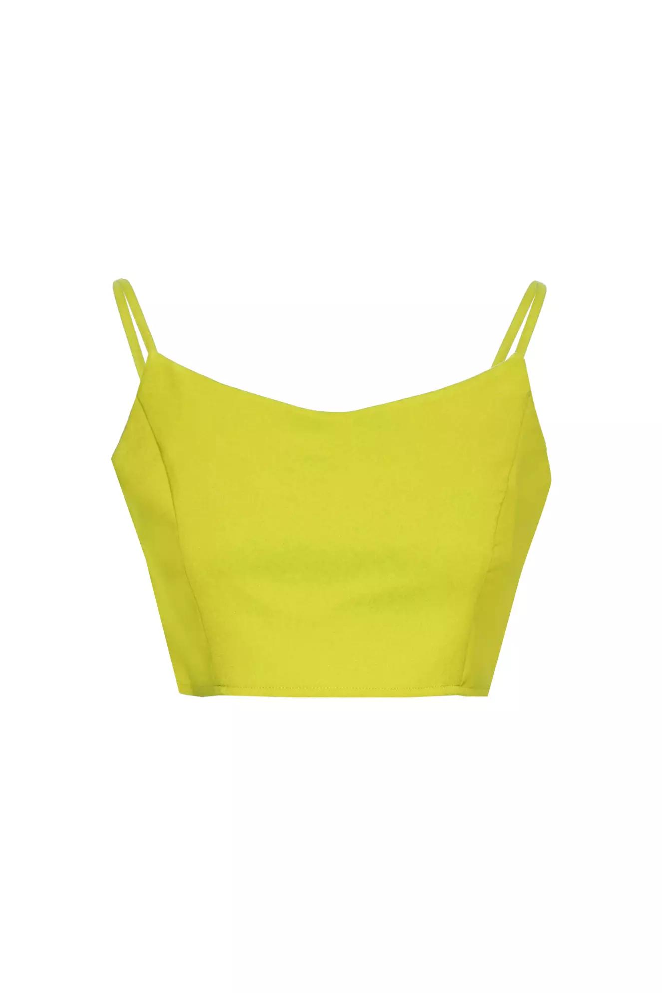 Pistachio green crepe sleeveless crop top