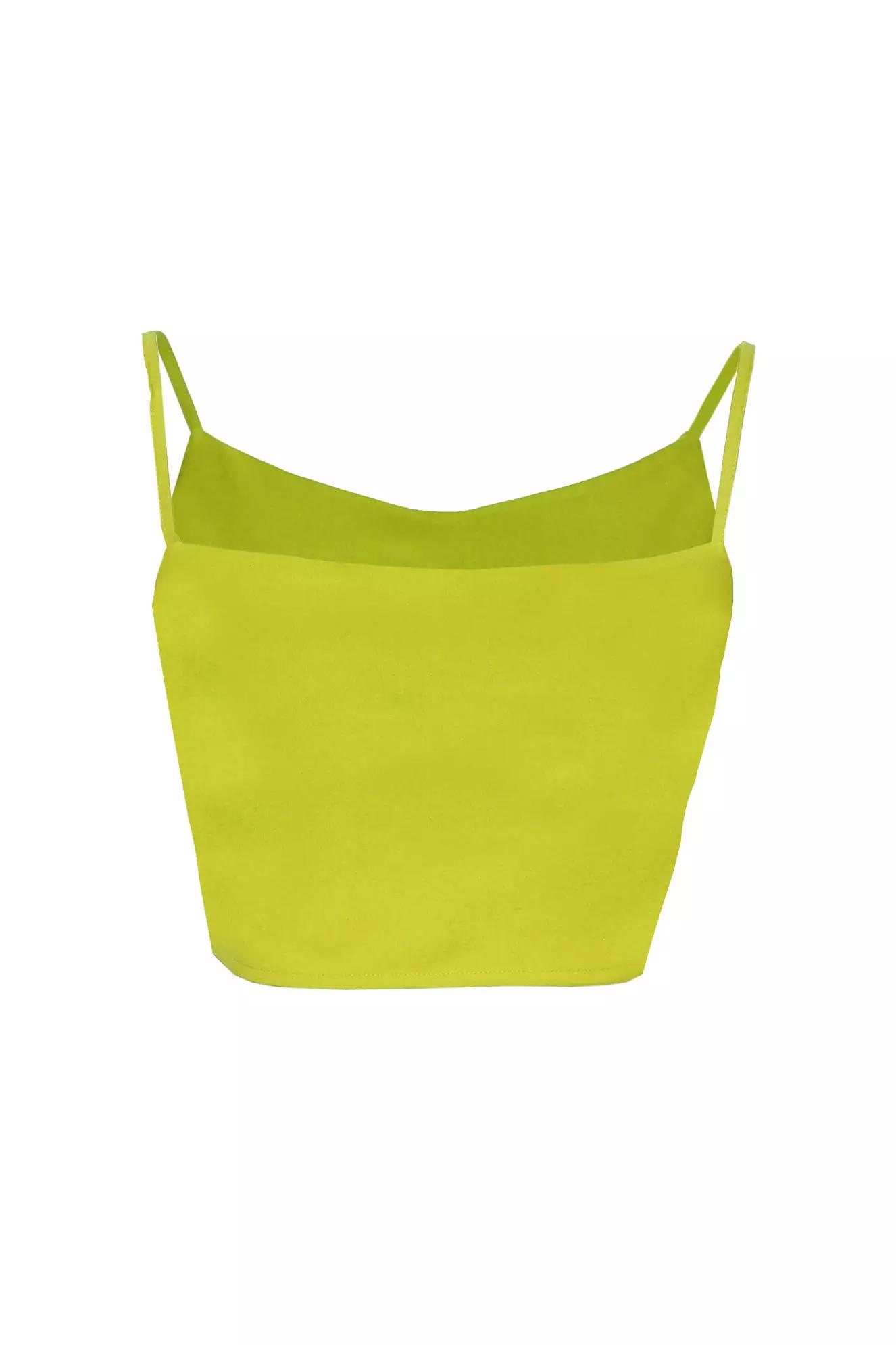 Pistachio green crepe sleeveless crop top