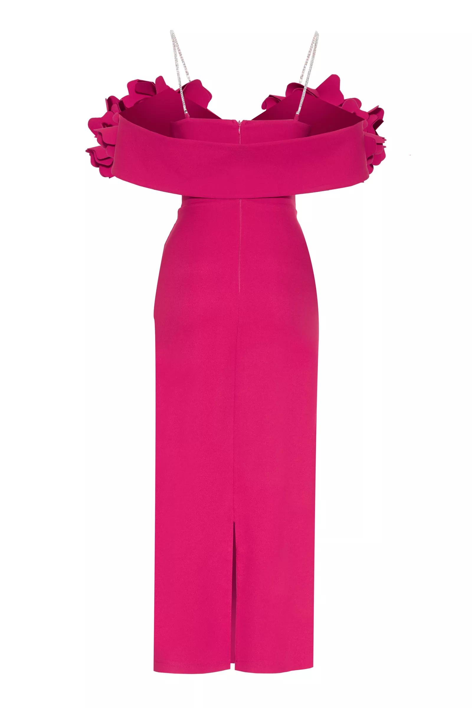 Fuchsia crepe sleeveless maxi dress