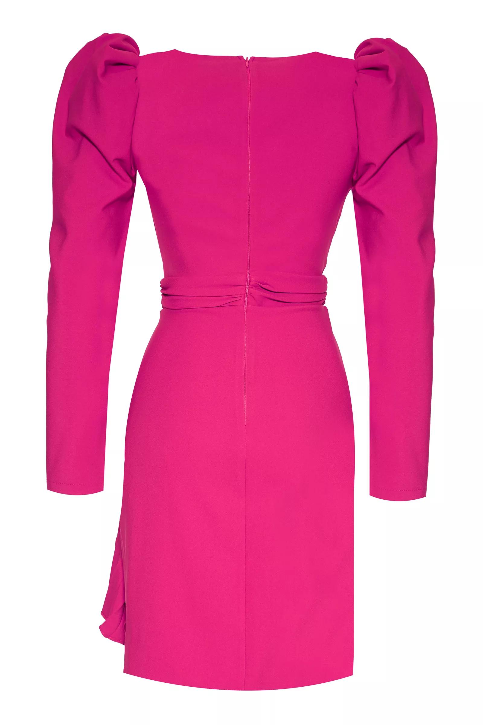 Fuchsia crepe long sleeve mini dress