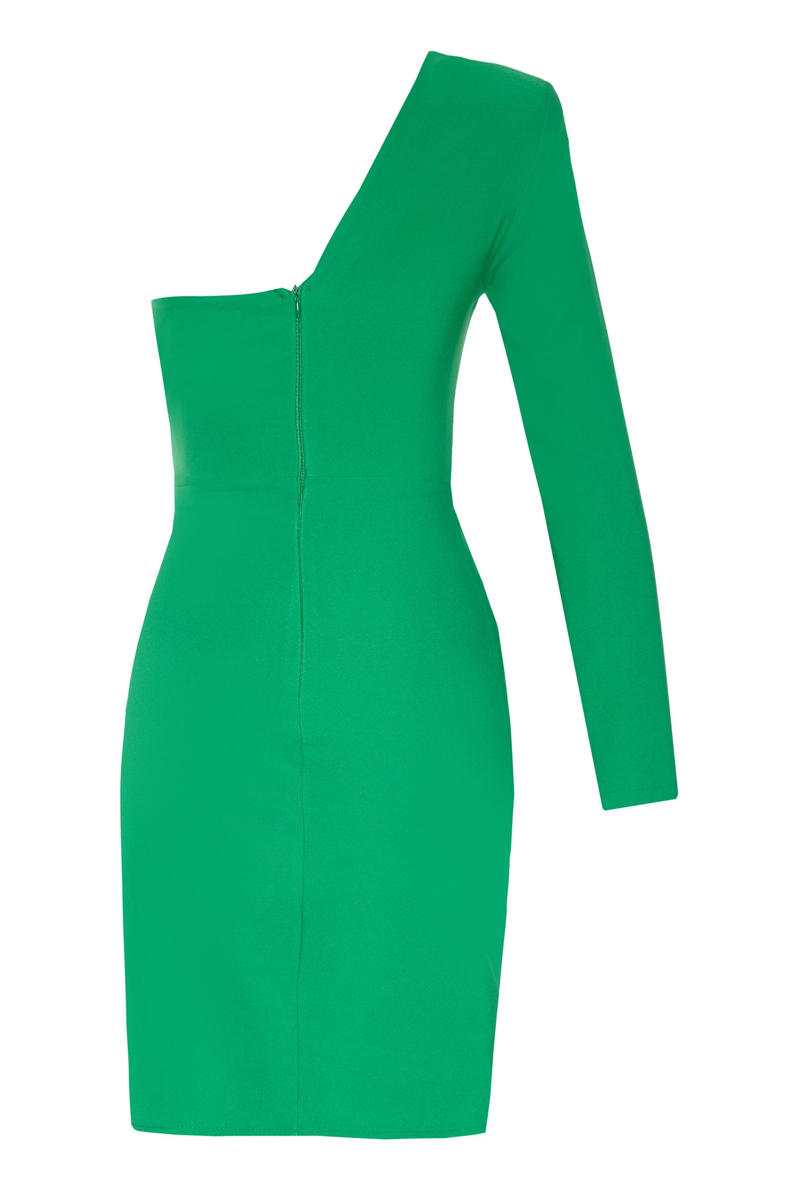 Green crepe one arm mini dress