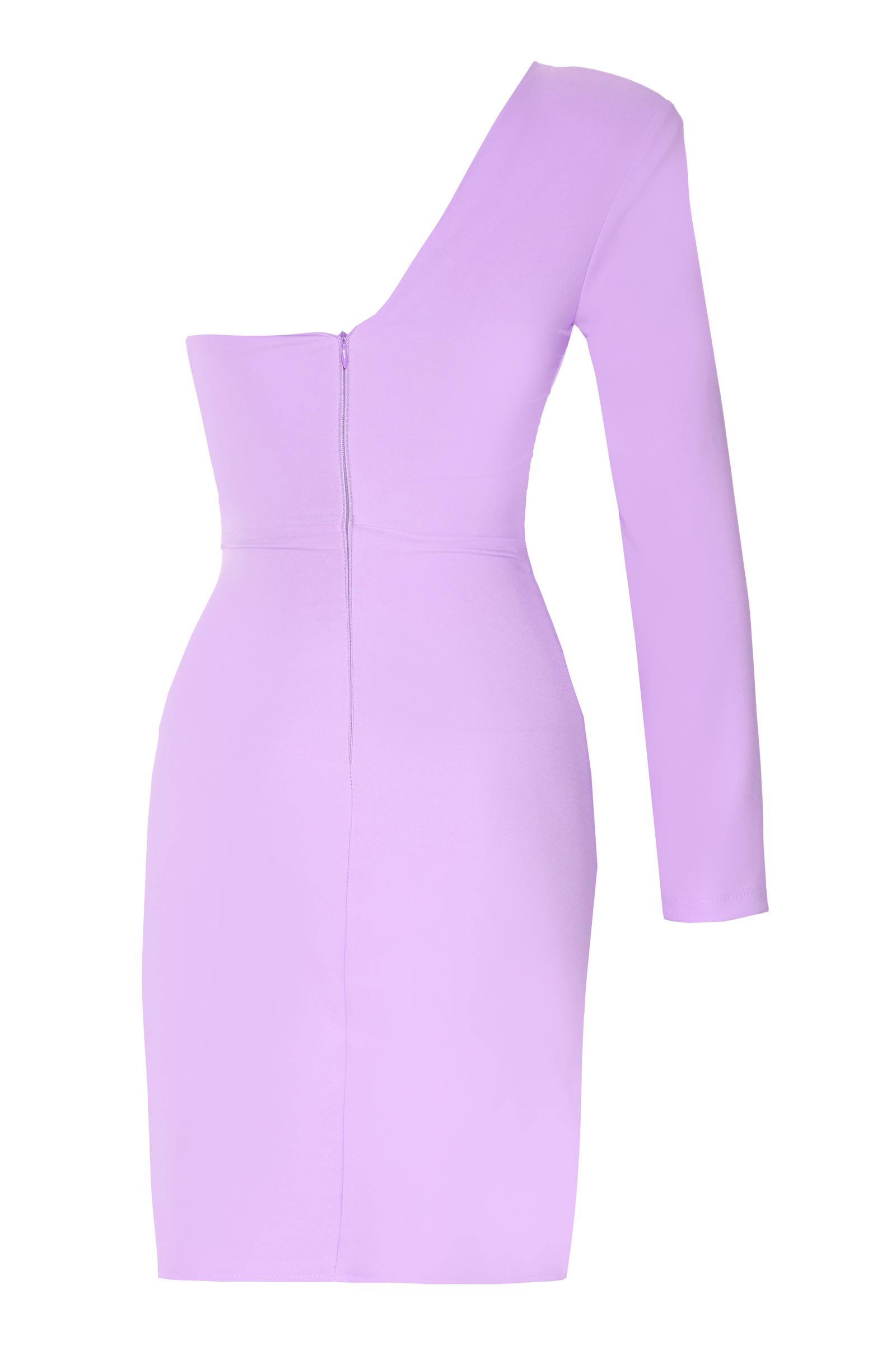 Lilac Crepe One Arm Mini Dress