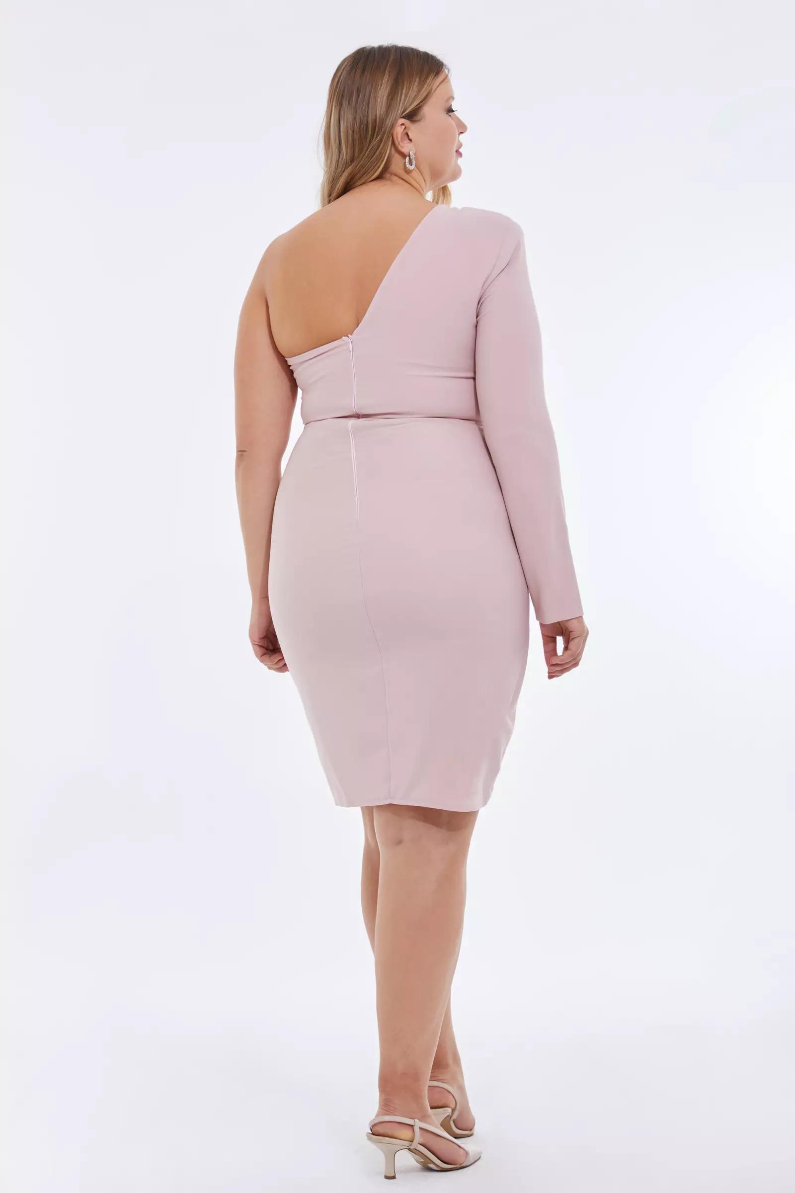 Blush plus size crepe one arm mini dress