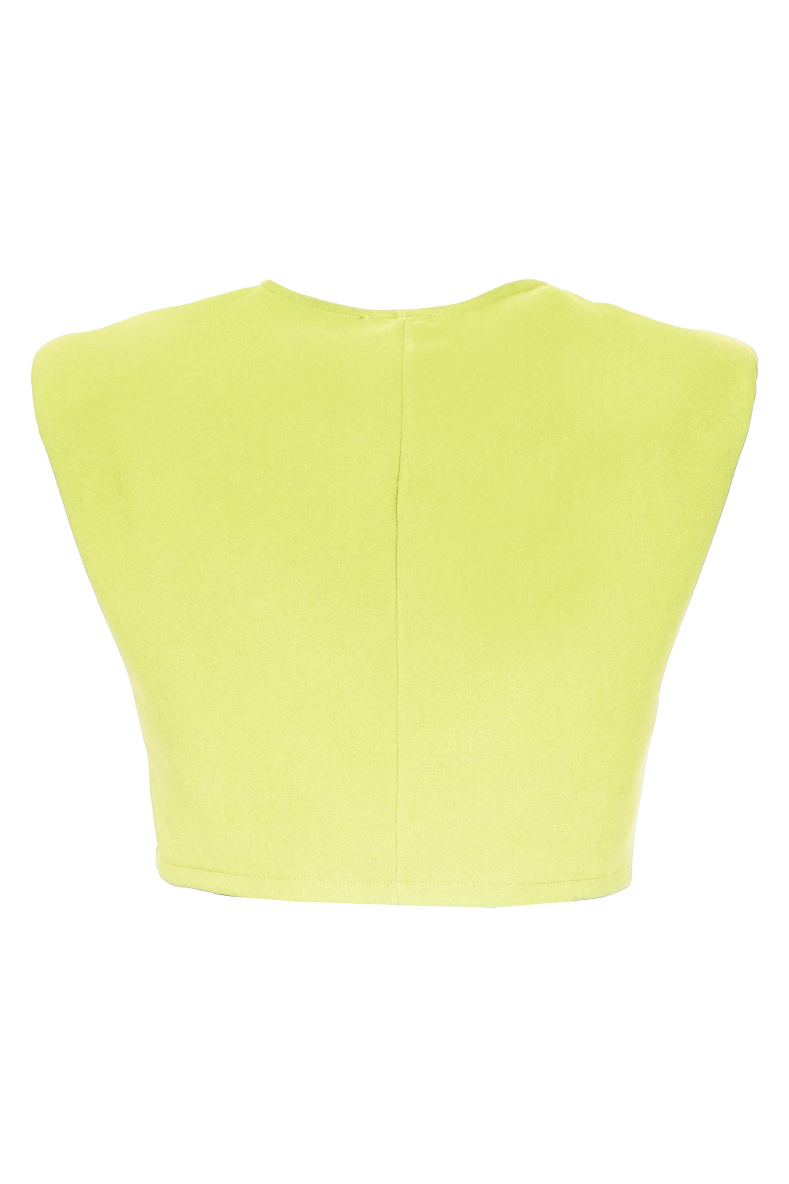 Pistachio green crepe sleeveless crop top