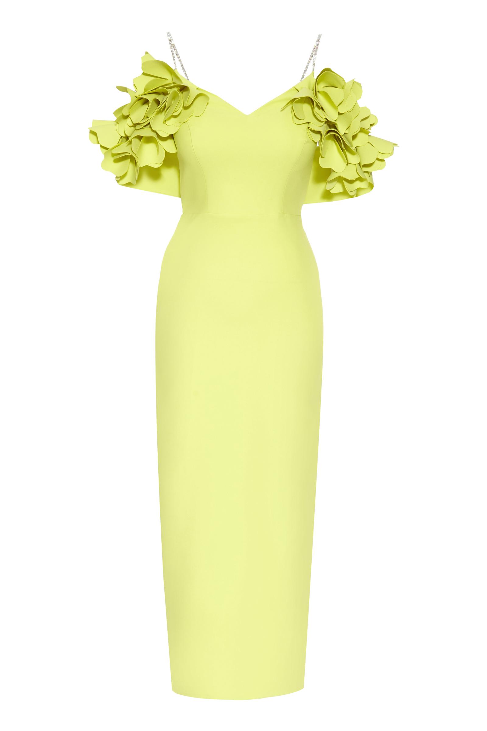 Peanut Green Crepe Sleeveless Maxi Dress