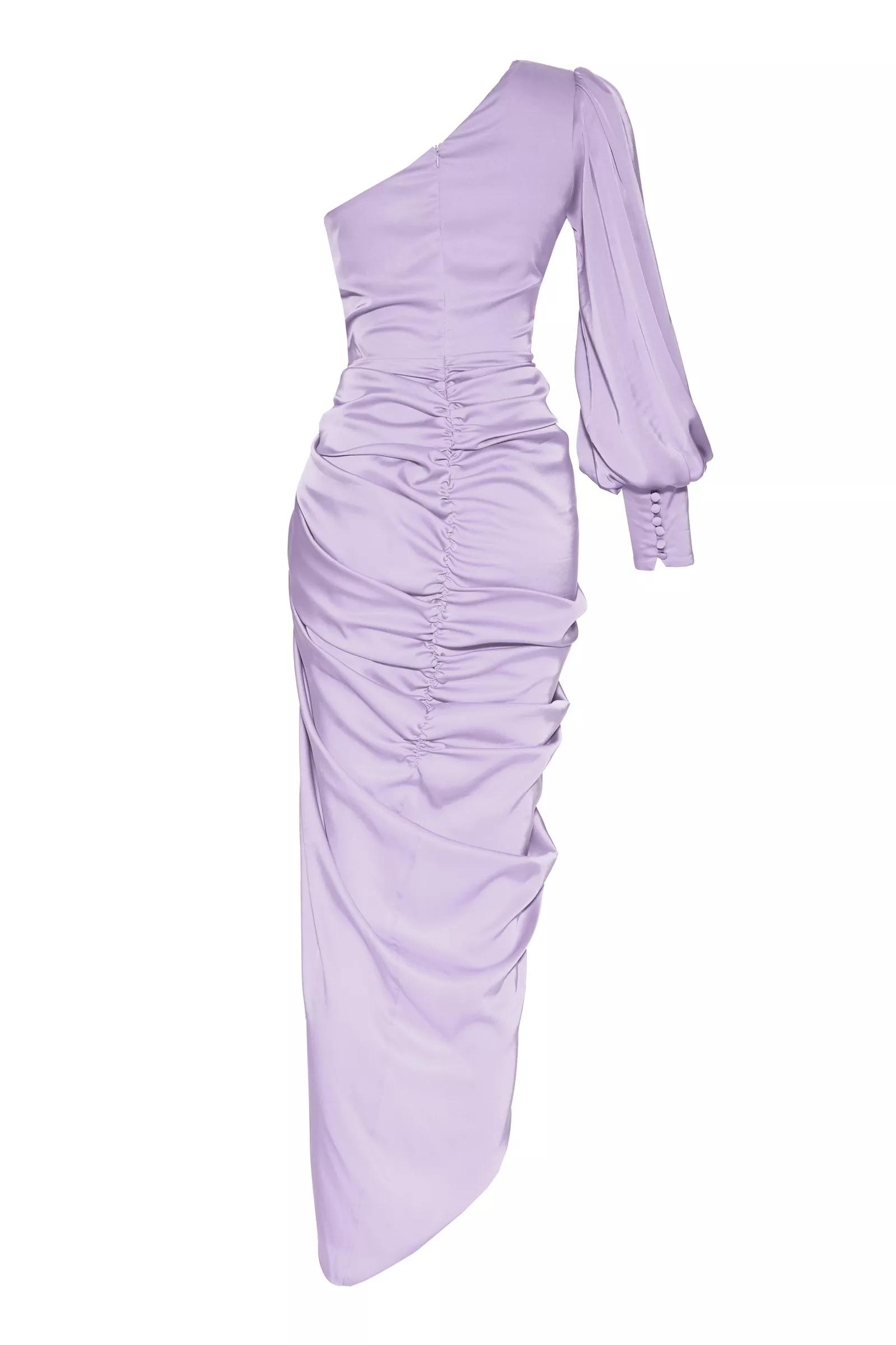 Lilac Satin One Arm Maxi Dress