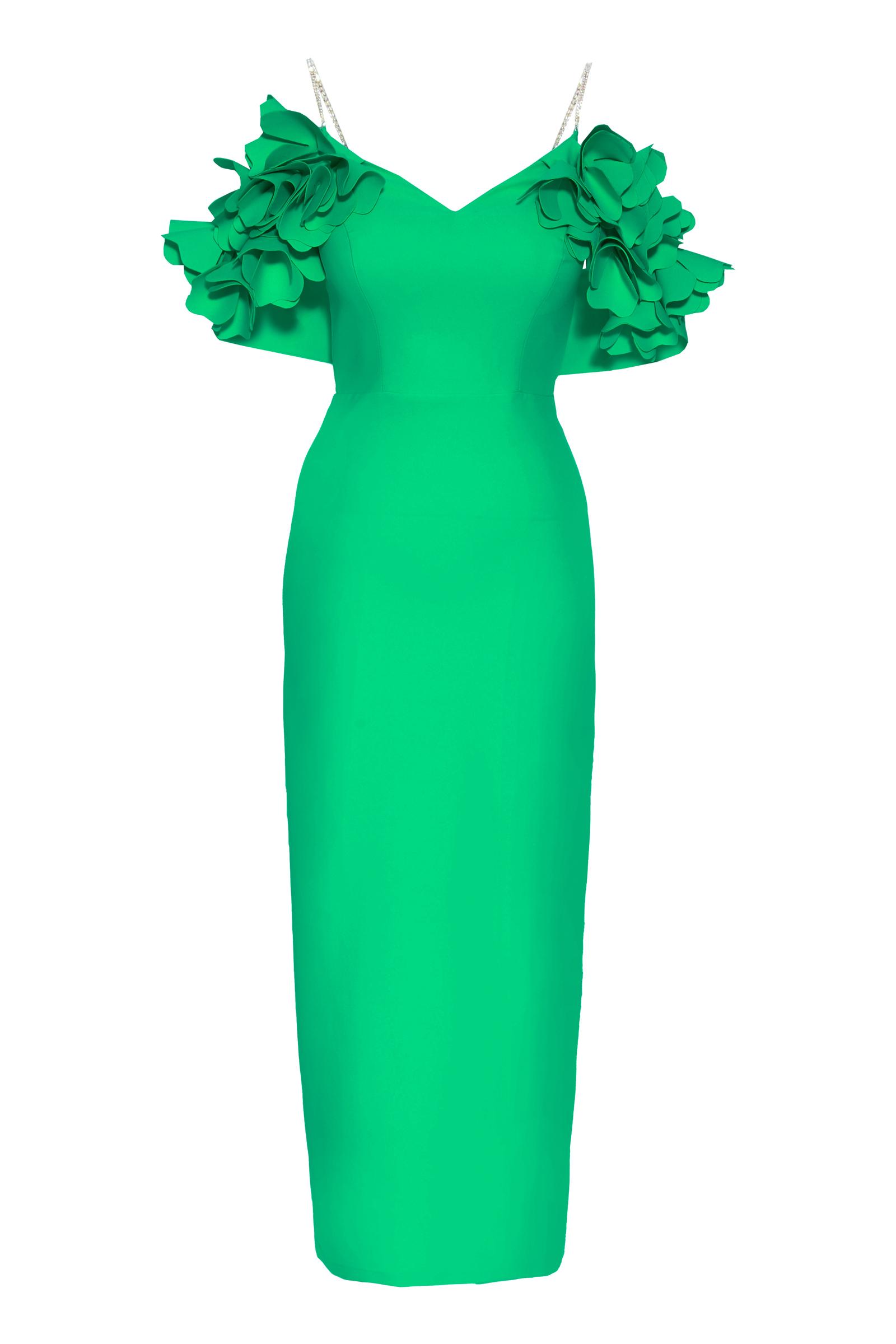 Green Crepe Sleeveless Maxi Dress