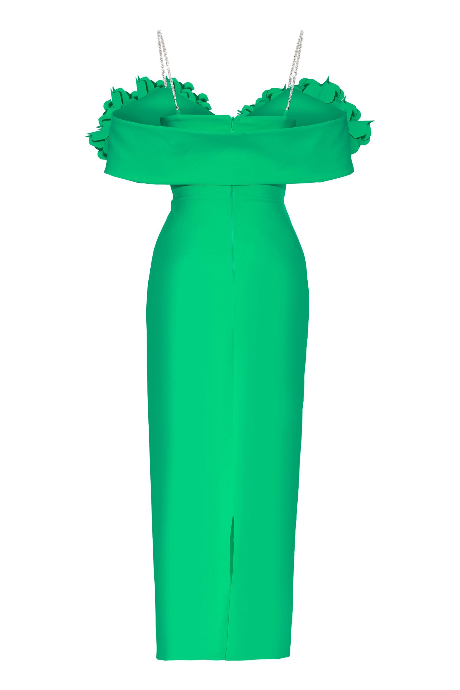 Green Crepe Sleeveless Maxi Dress