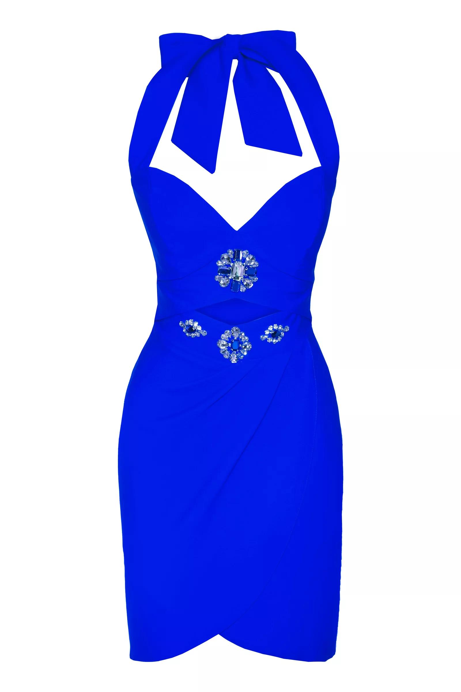 Blue crepe sleeveless mini dress