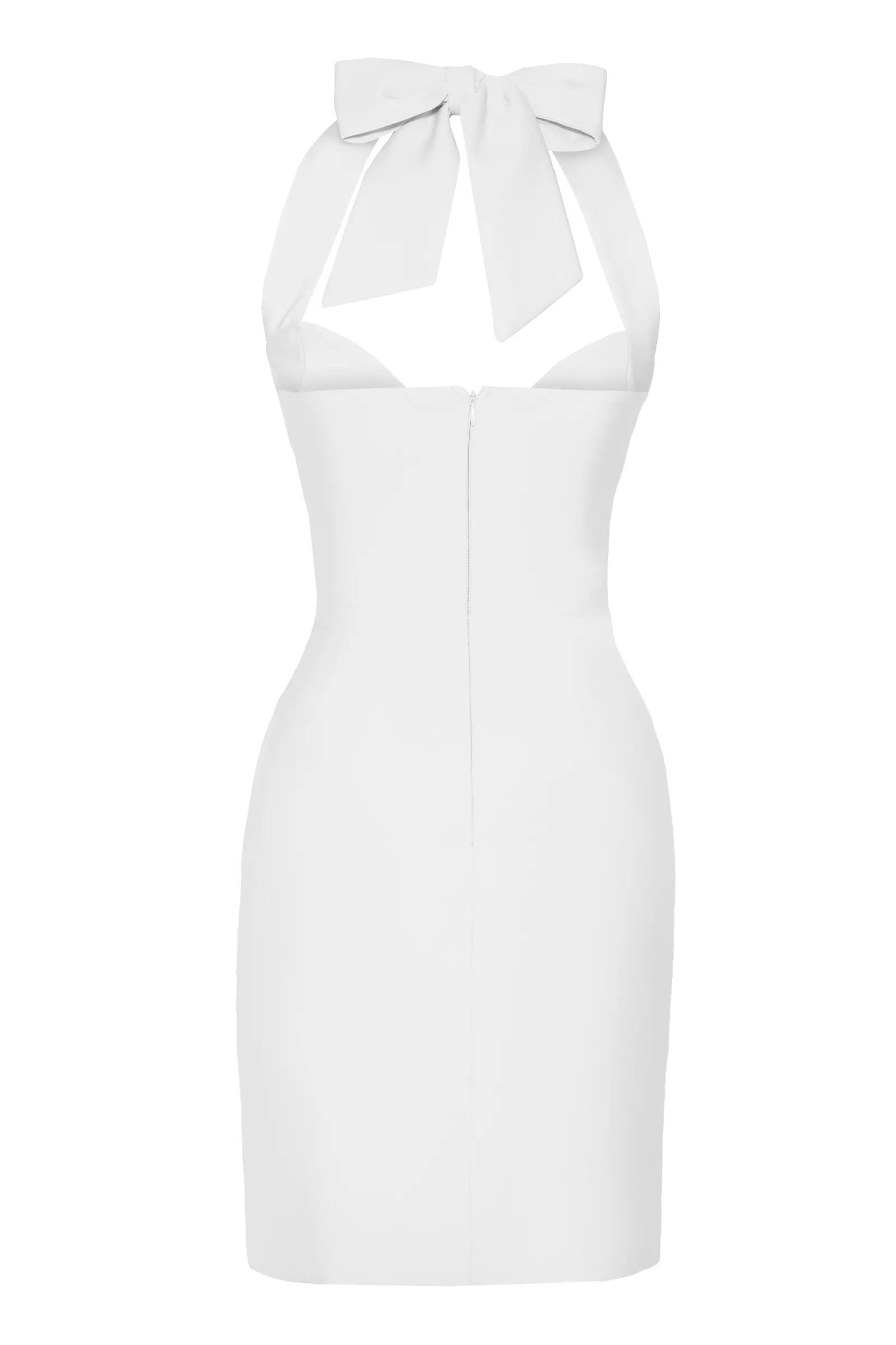 White Crepe Sleeveless Mini Dress