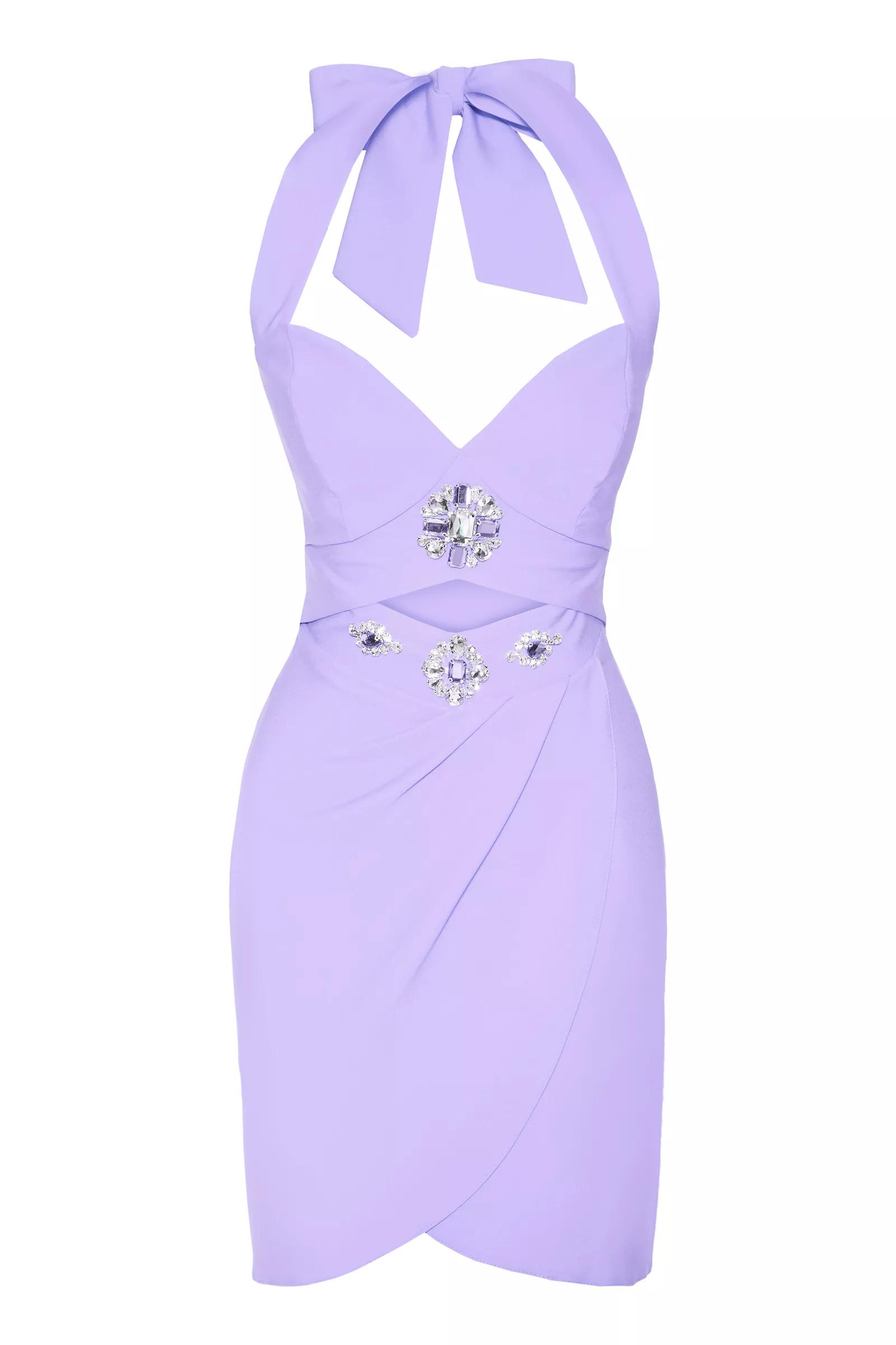 Lilac Crepe Sleeveless Mini Dress