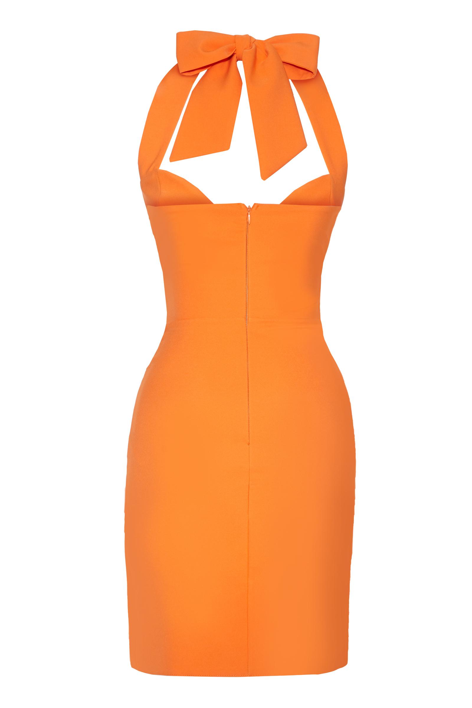 Orange crepe sleeveless mini dress