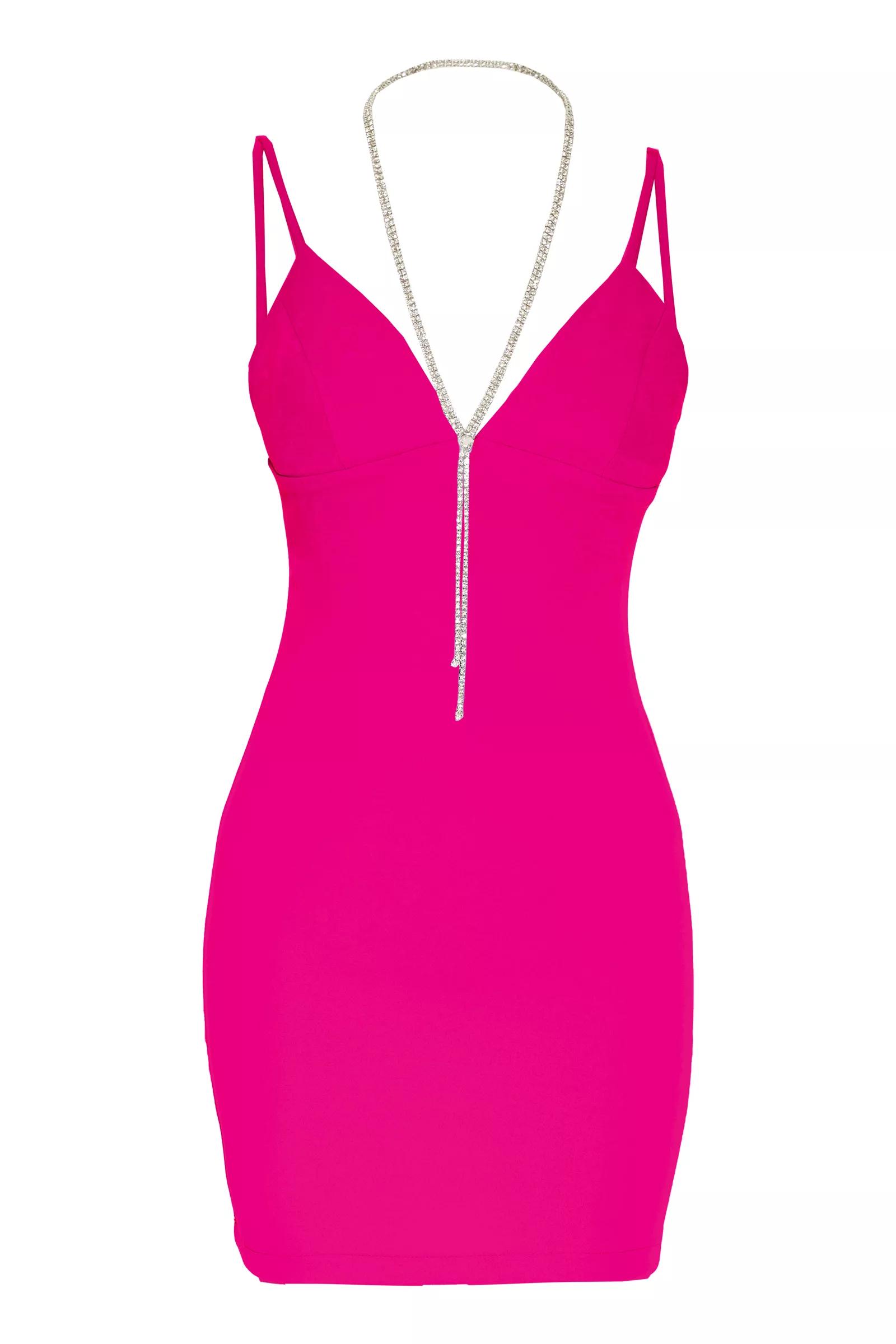 Fuchsia crepe sleeveless mini dress