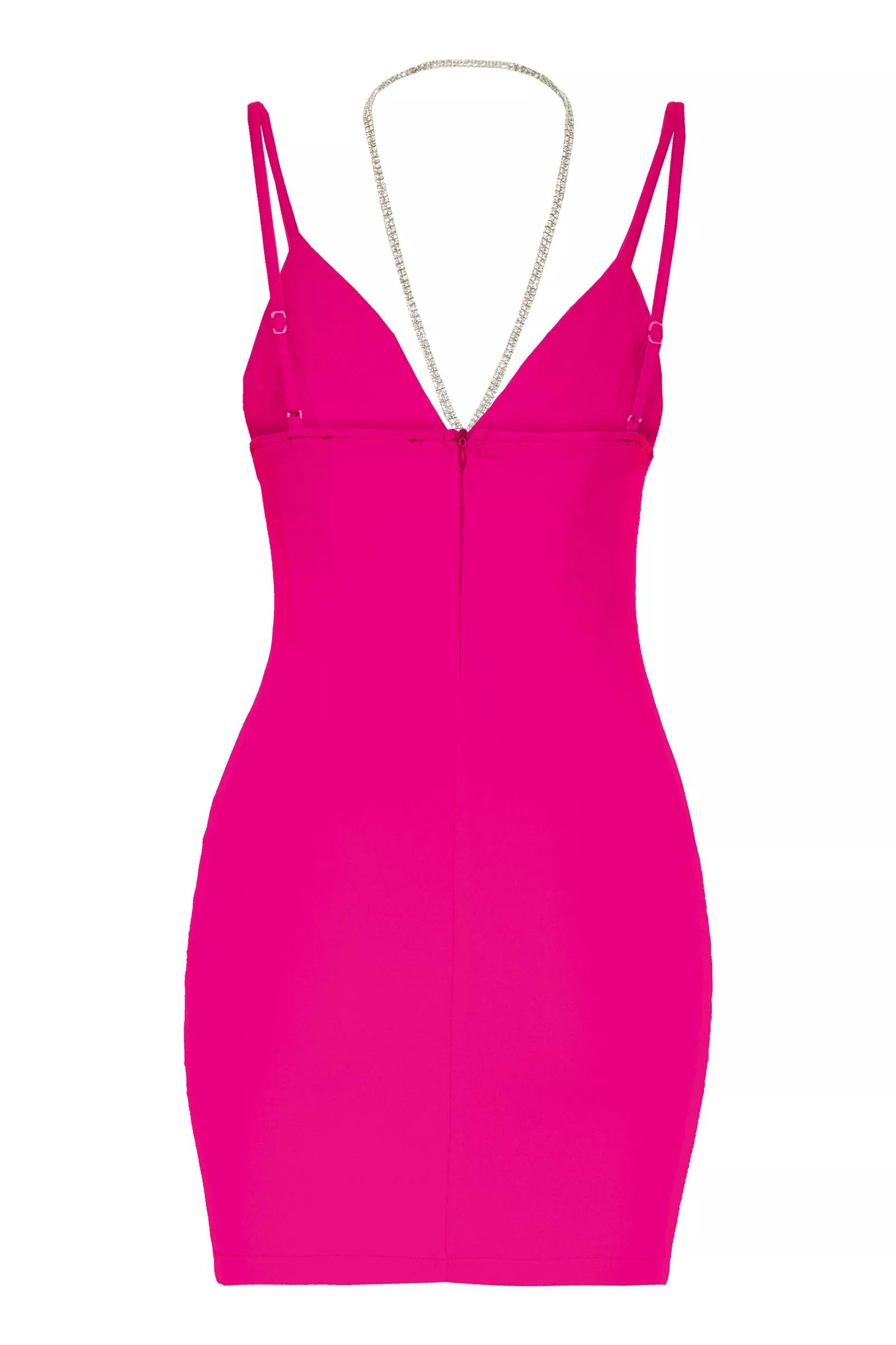 Fuchsia crepe sleeveless mini dress