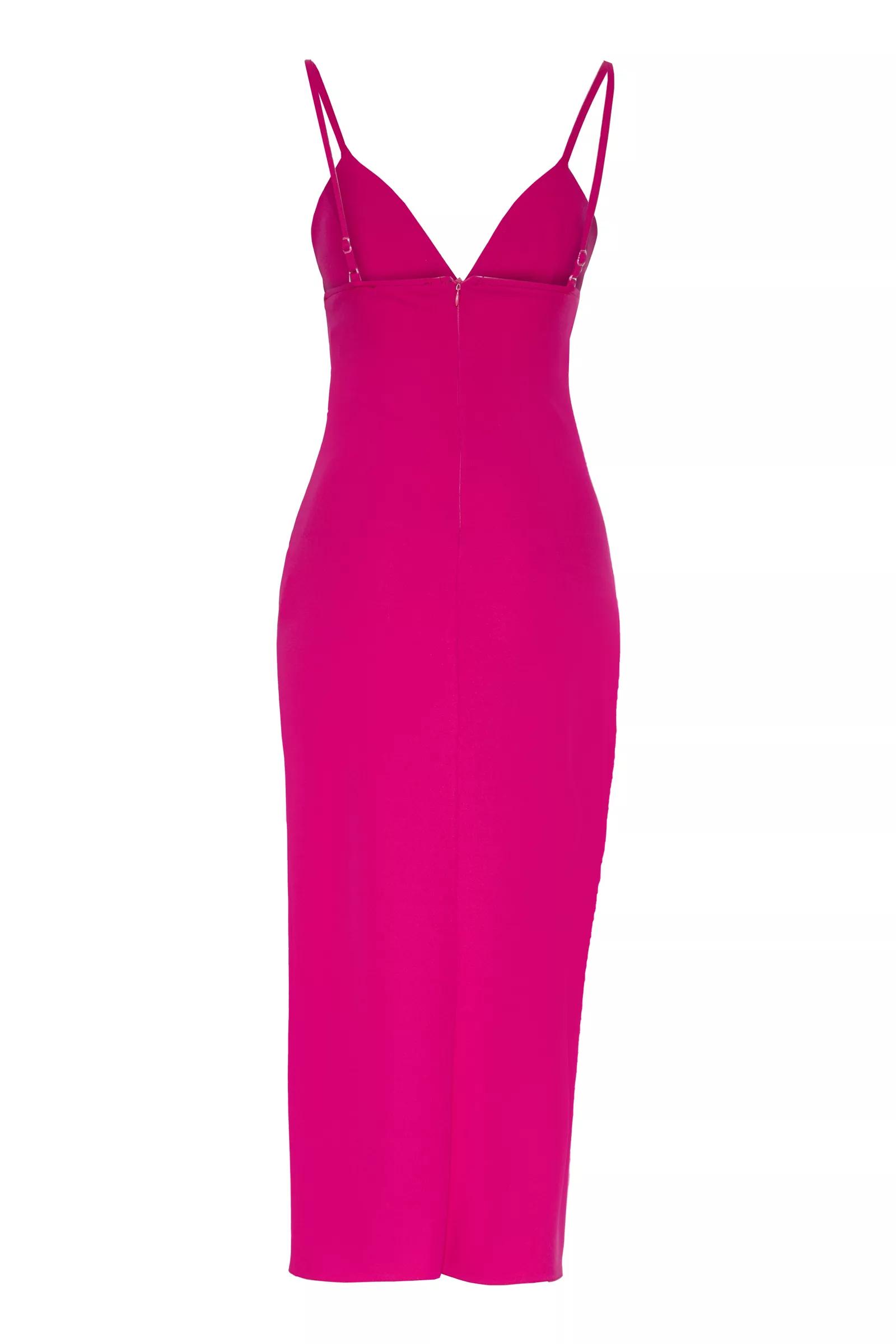 Fuchsia crepe sleeveless maxi dress