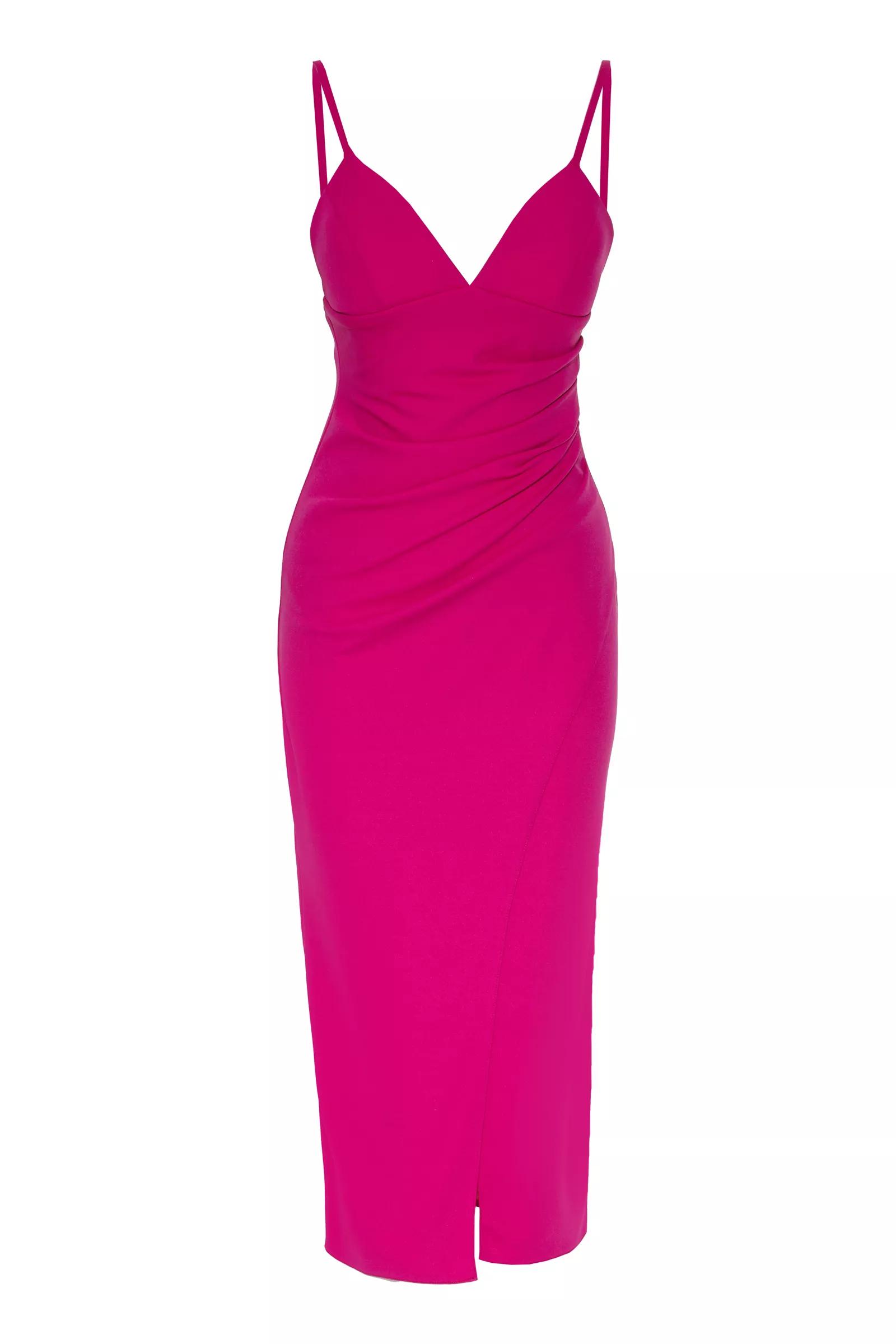 Fuchsia crepe sleeveless maxi dress