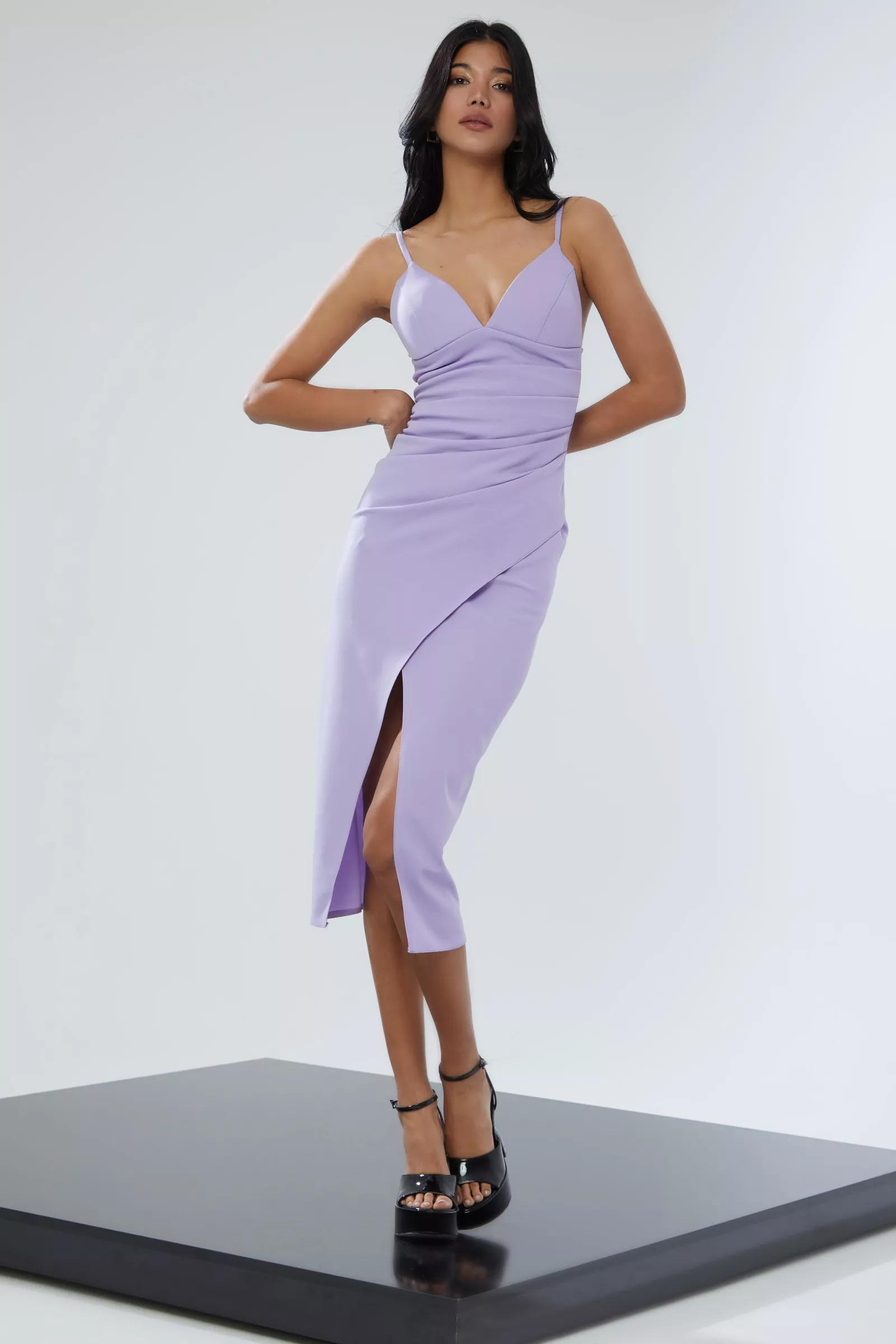 Lilac crepe sleeveless maxi dress