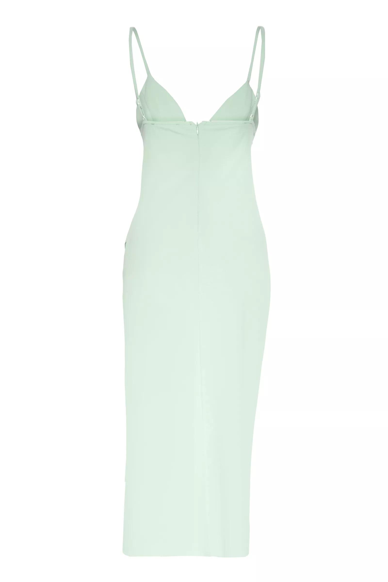 Mint green crepe sleeveless maxi dress