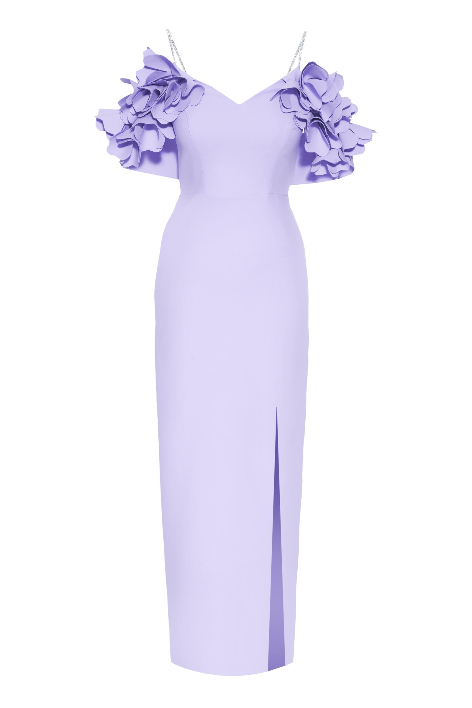 Lilac Crepe Sleeveless Uzun Dress