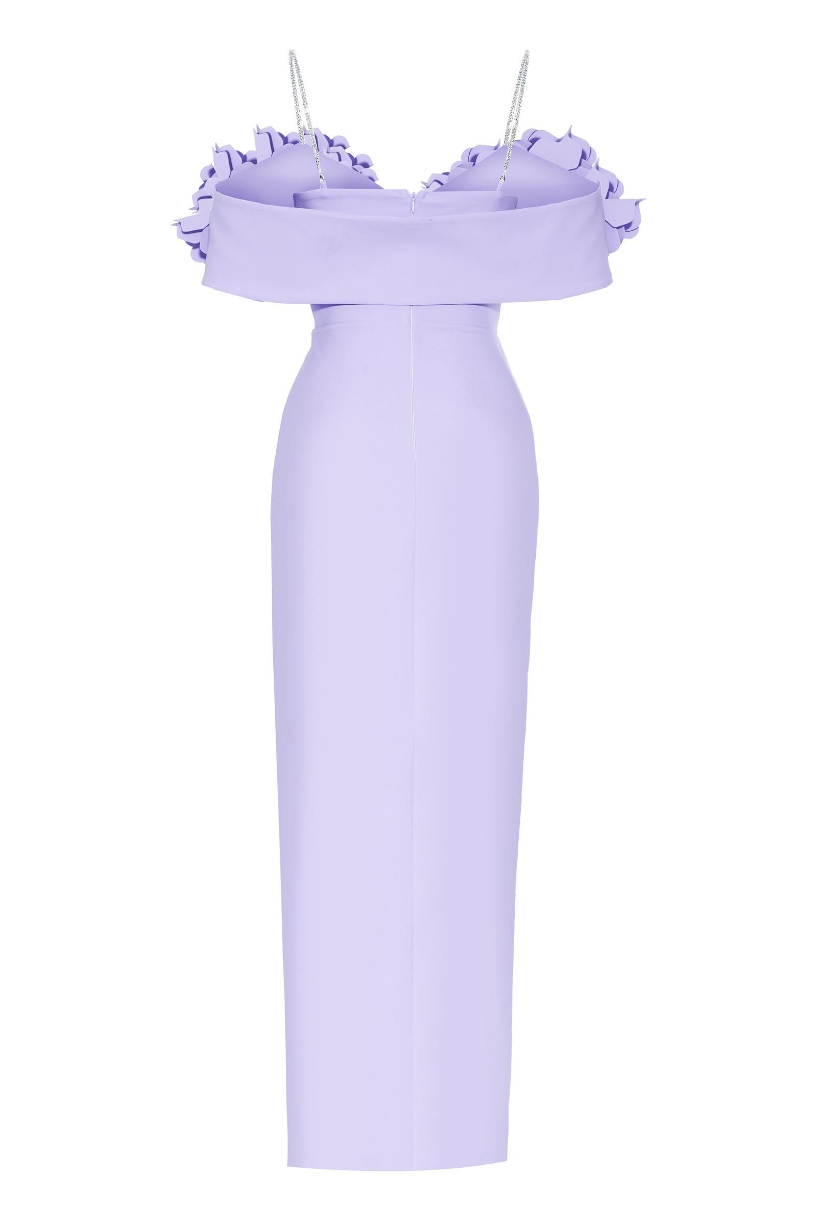 Lilac Crepe Sleeveless Uzun Dress