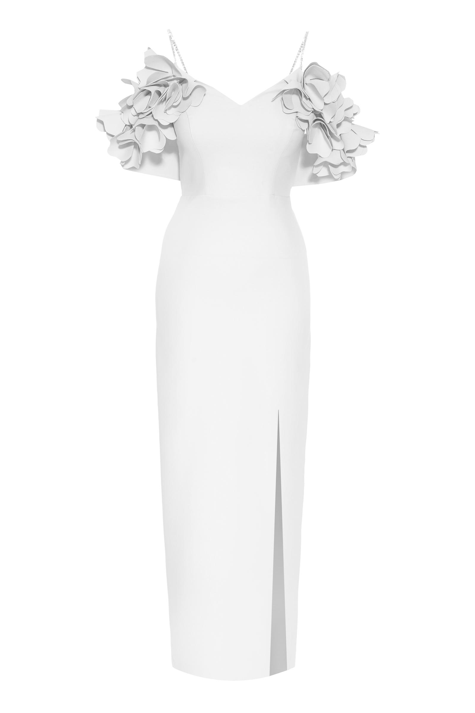 White Crepe Sleeveless Uzun Dress