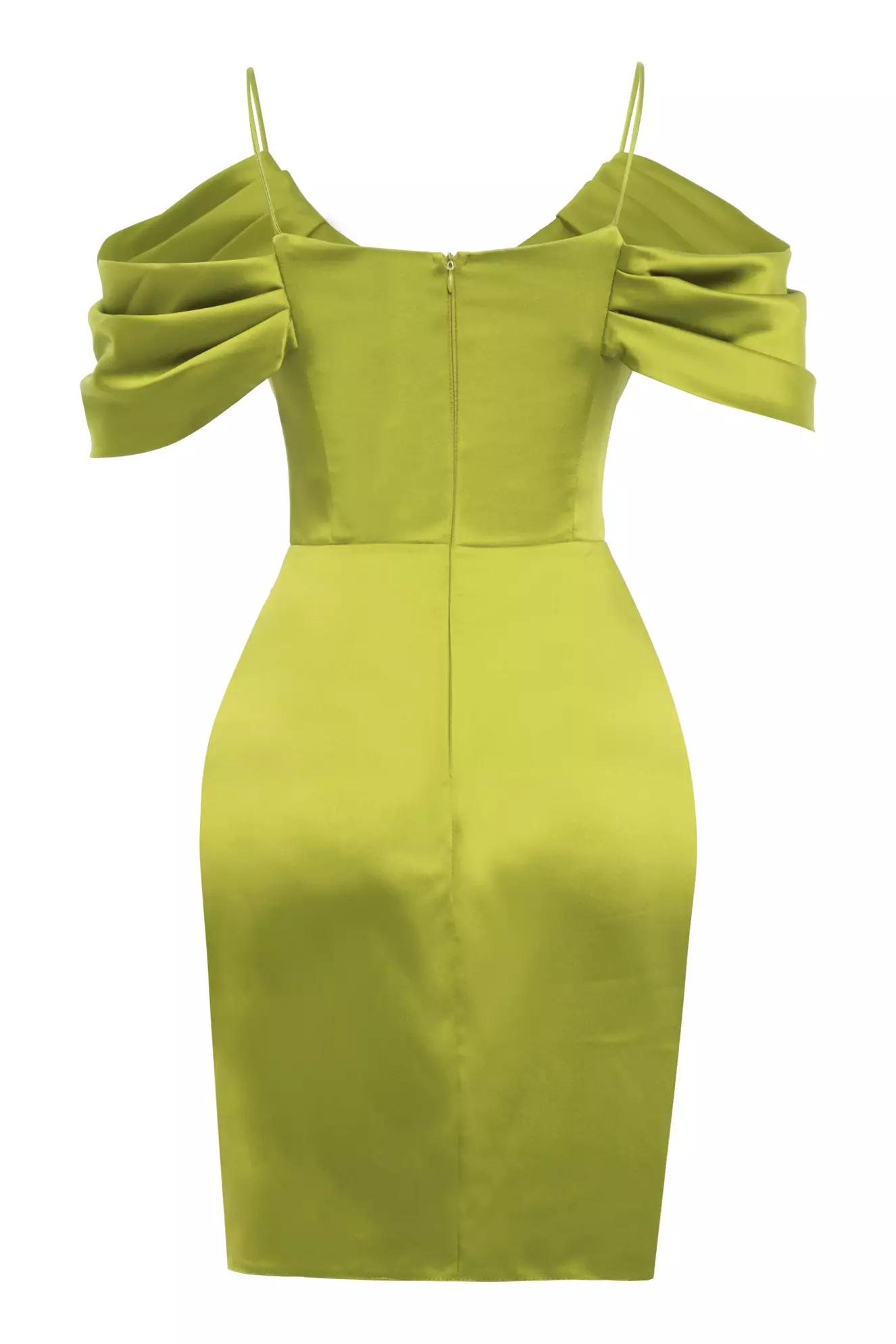 Pistachio green satin sleeveless mini dress