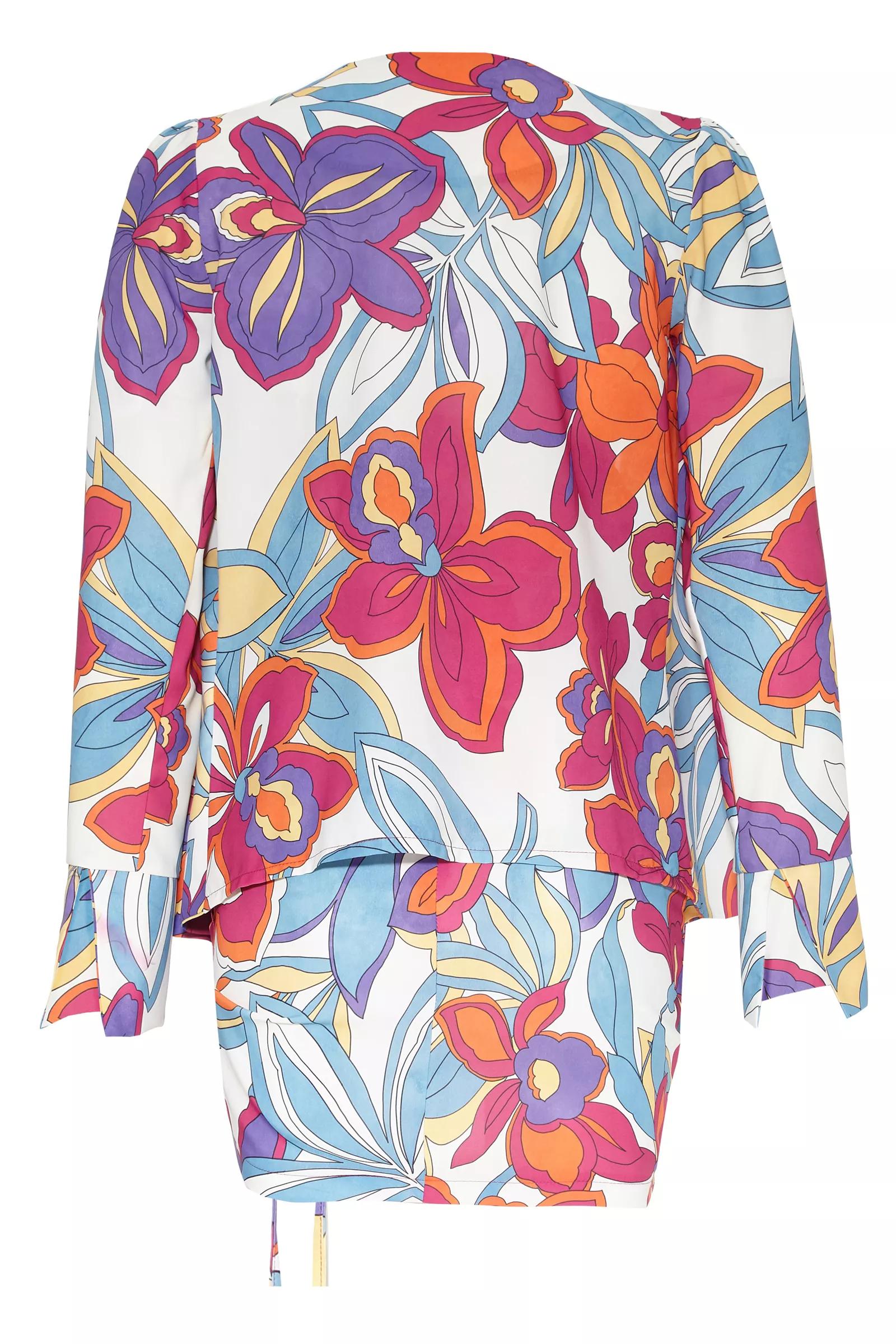 Printed Satin Long Sleeve Mini