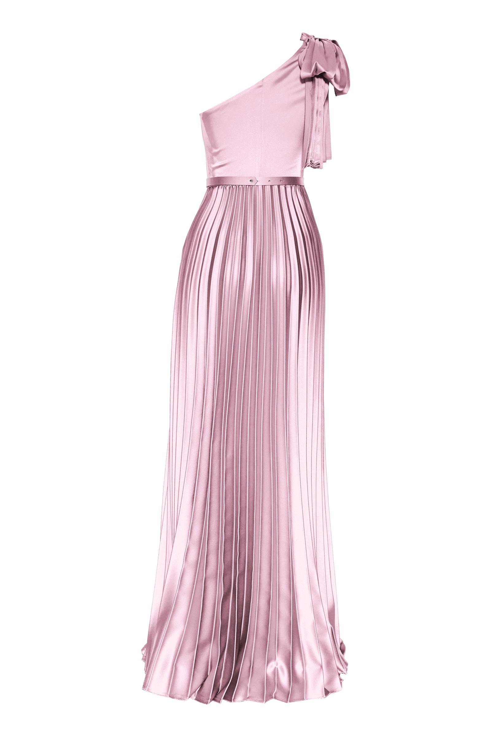 Dried rose satin one arm maxi dress