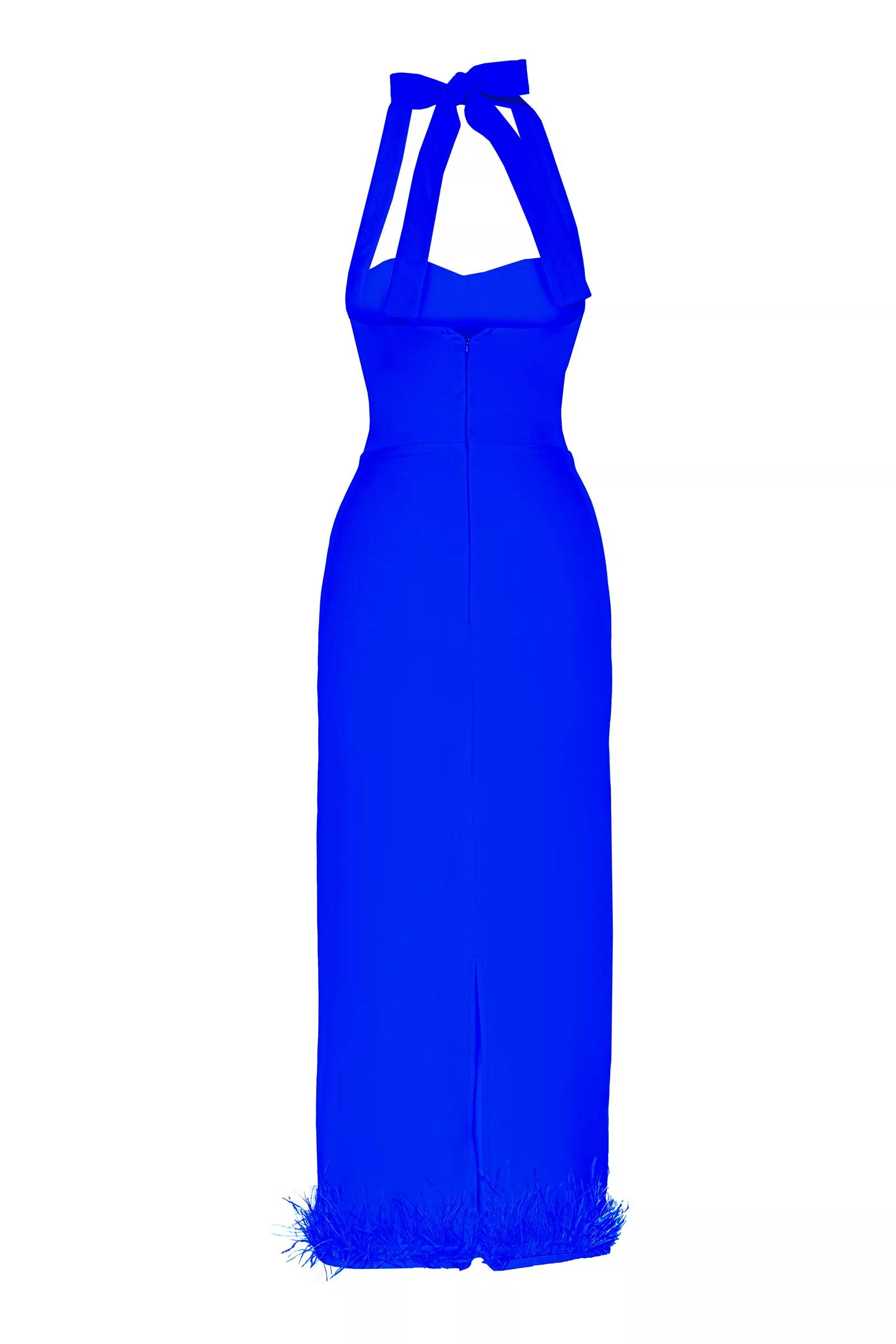 Blue crepe sleeveless midi dress