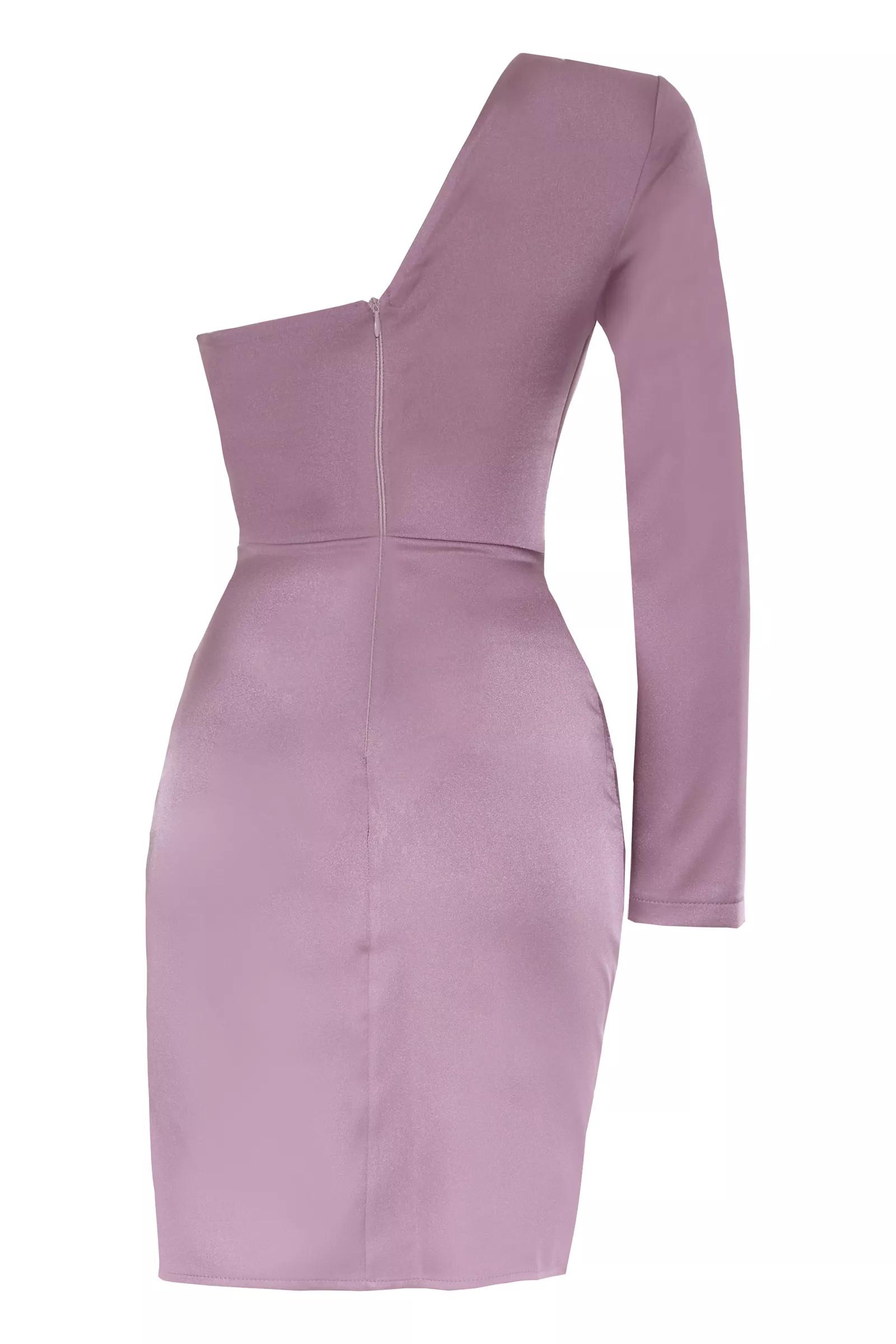 Lilac Satin One Arm Mini Dress