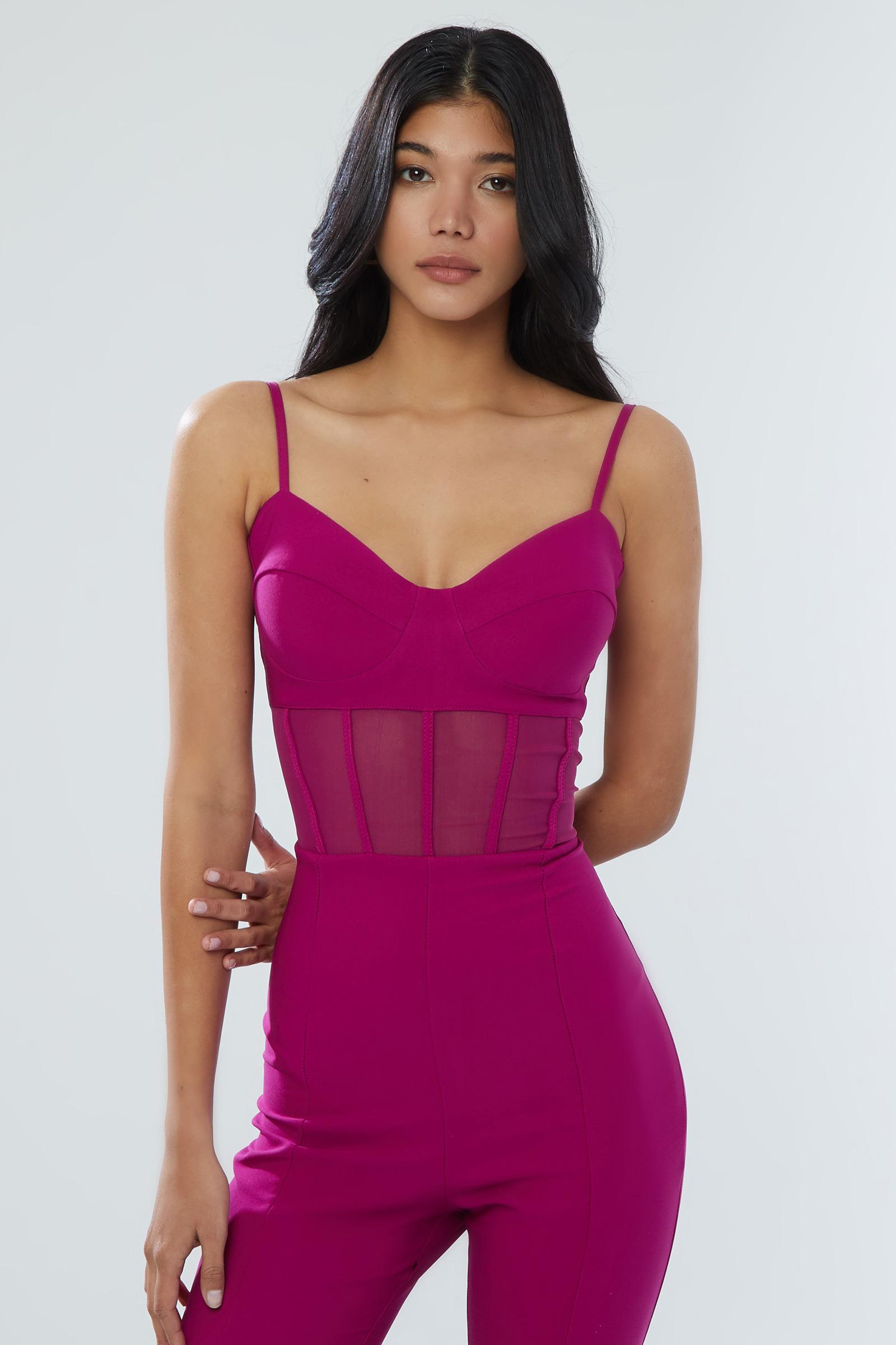 Fuchsia Crepe Sleeveless Uzun Tulum