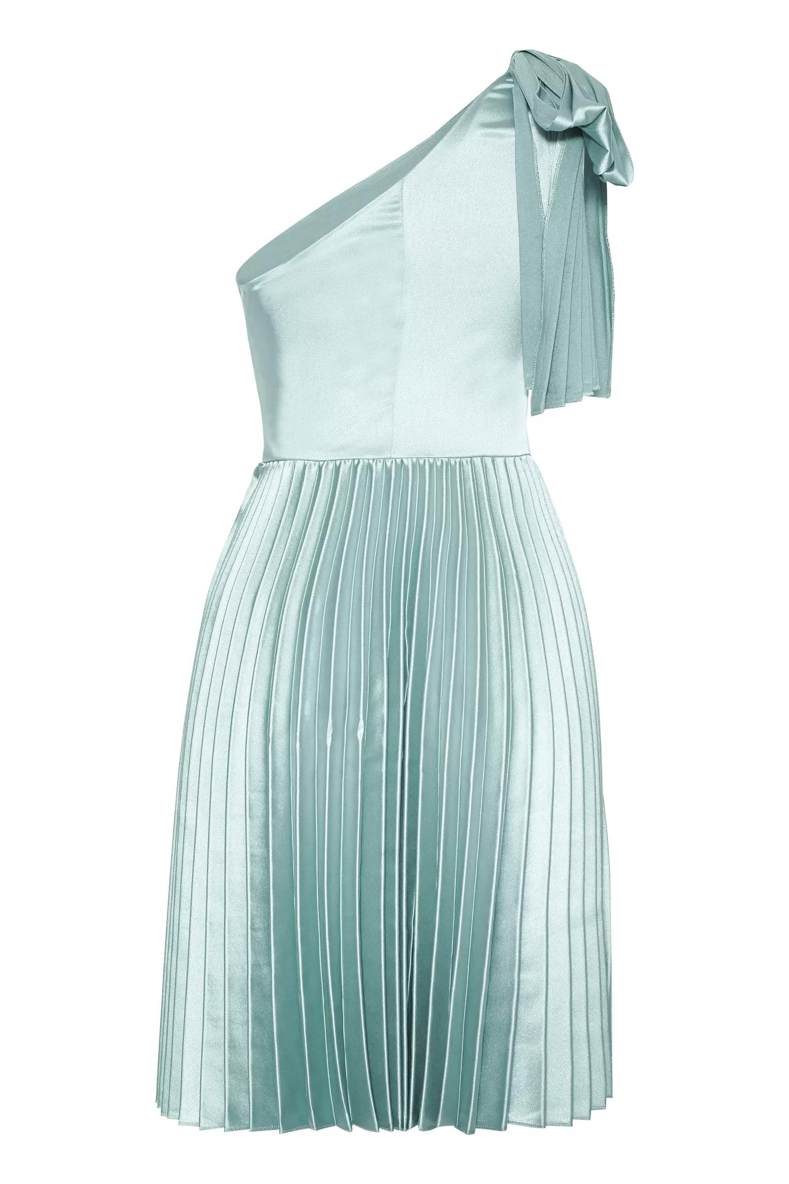 Mint green satin one arm mini dress