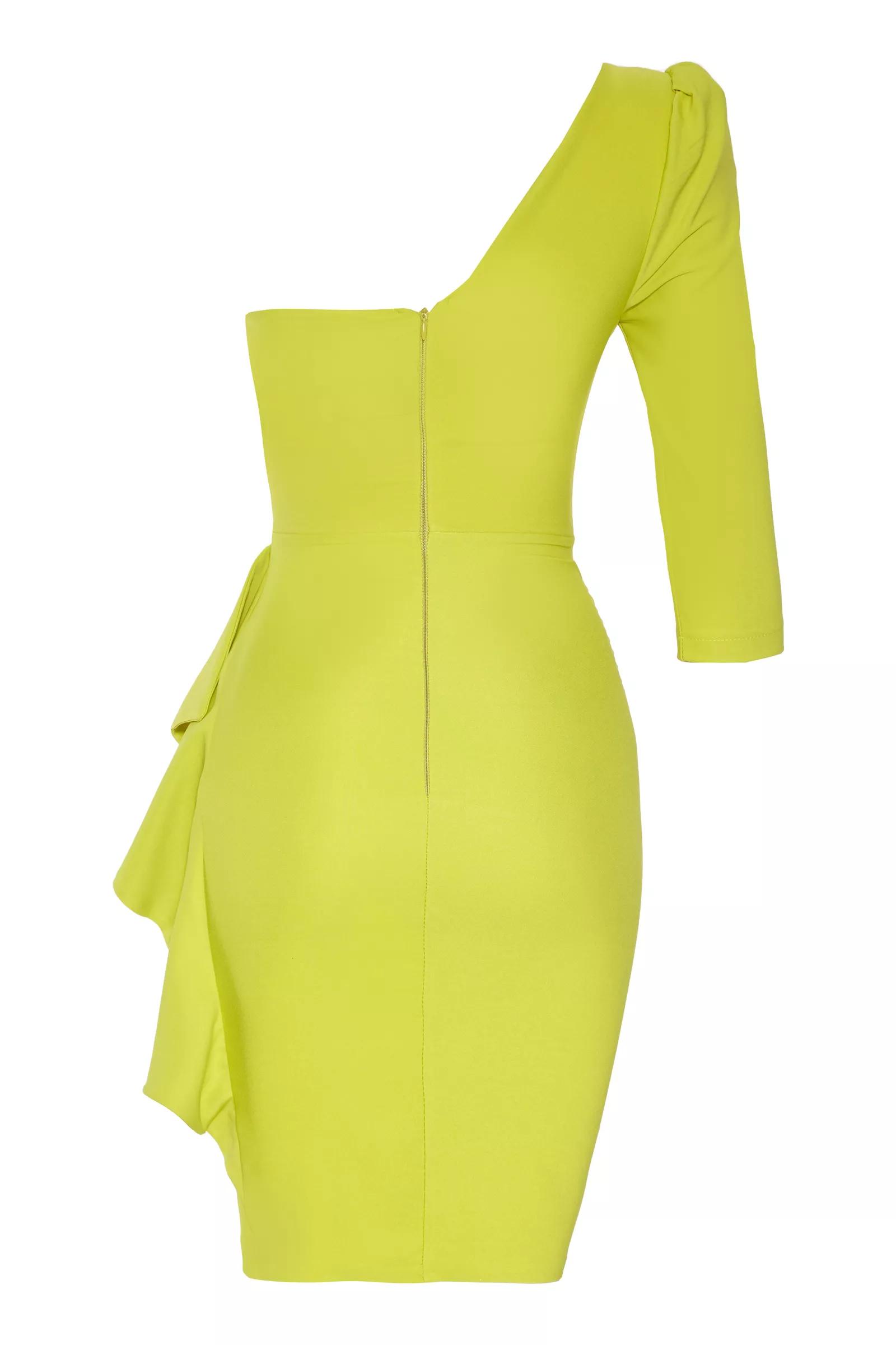 Pistachio green crepe one arm mini dress