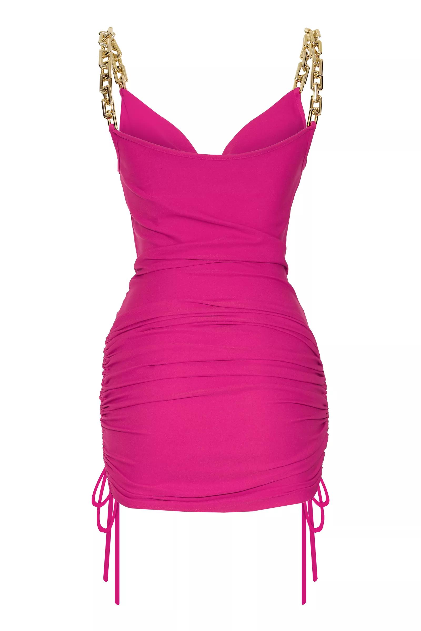 Fuchsia crepe sleeveless mini dress