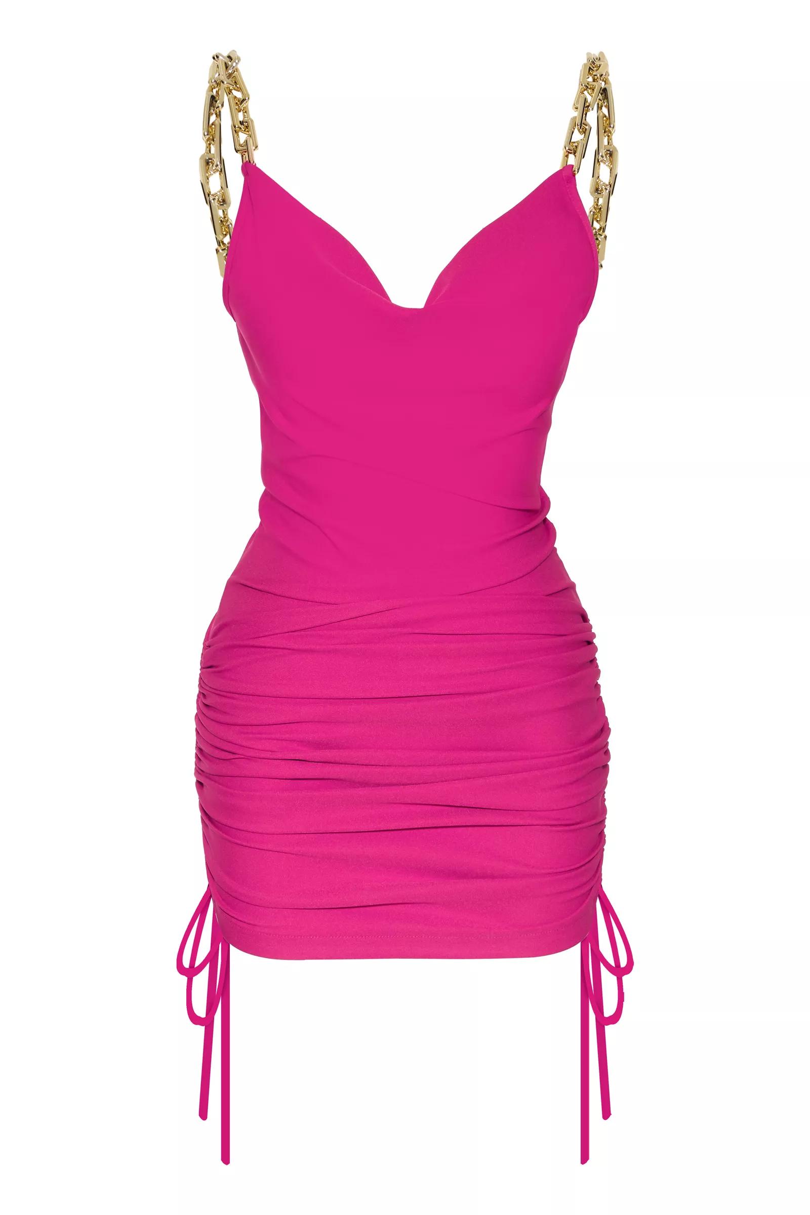 Fuchsia crepe sleeveless mini dress