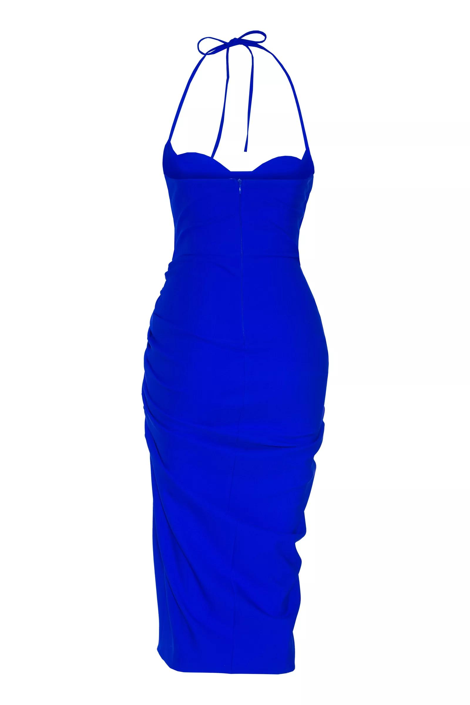 Blue crepe sleeveless maxi dress