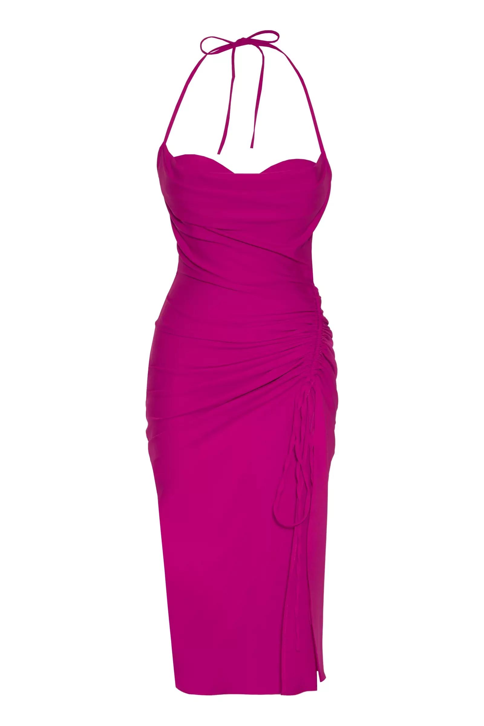 Fuchsia crepe sleeveless maxi dress