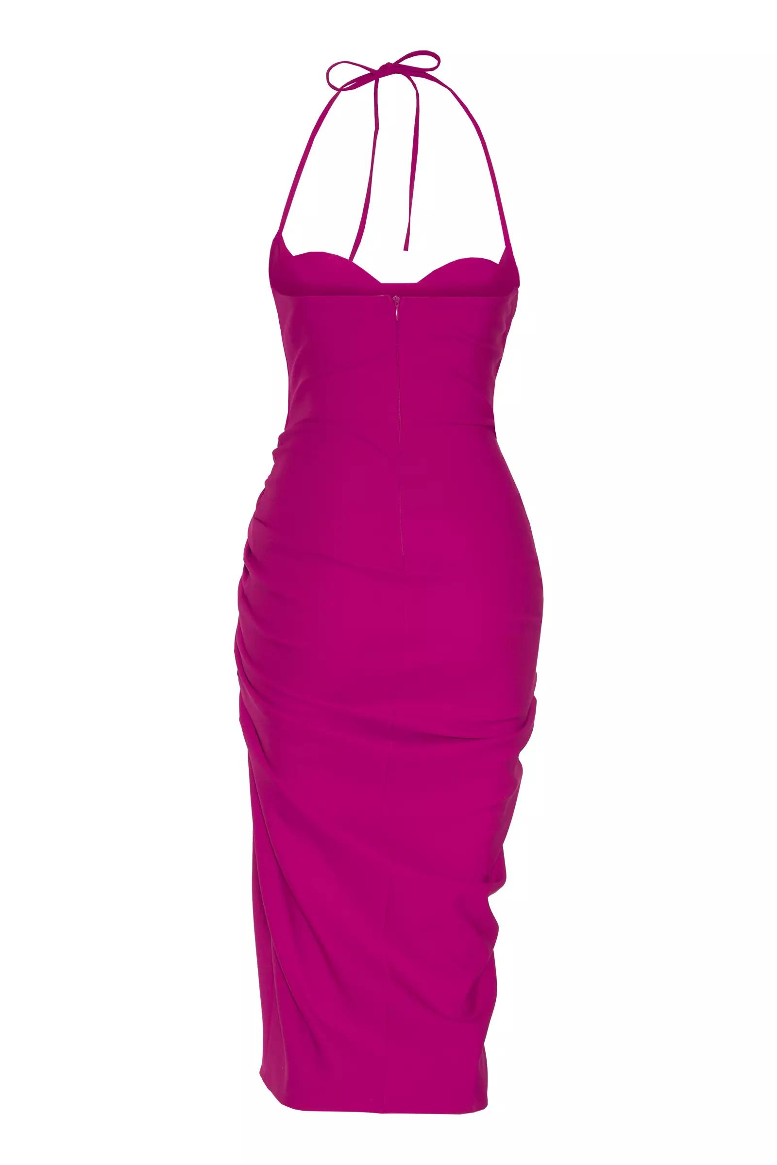 Fuchsia crepe sleeveless maxi dress