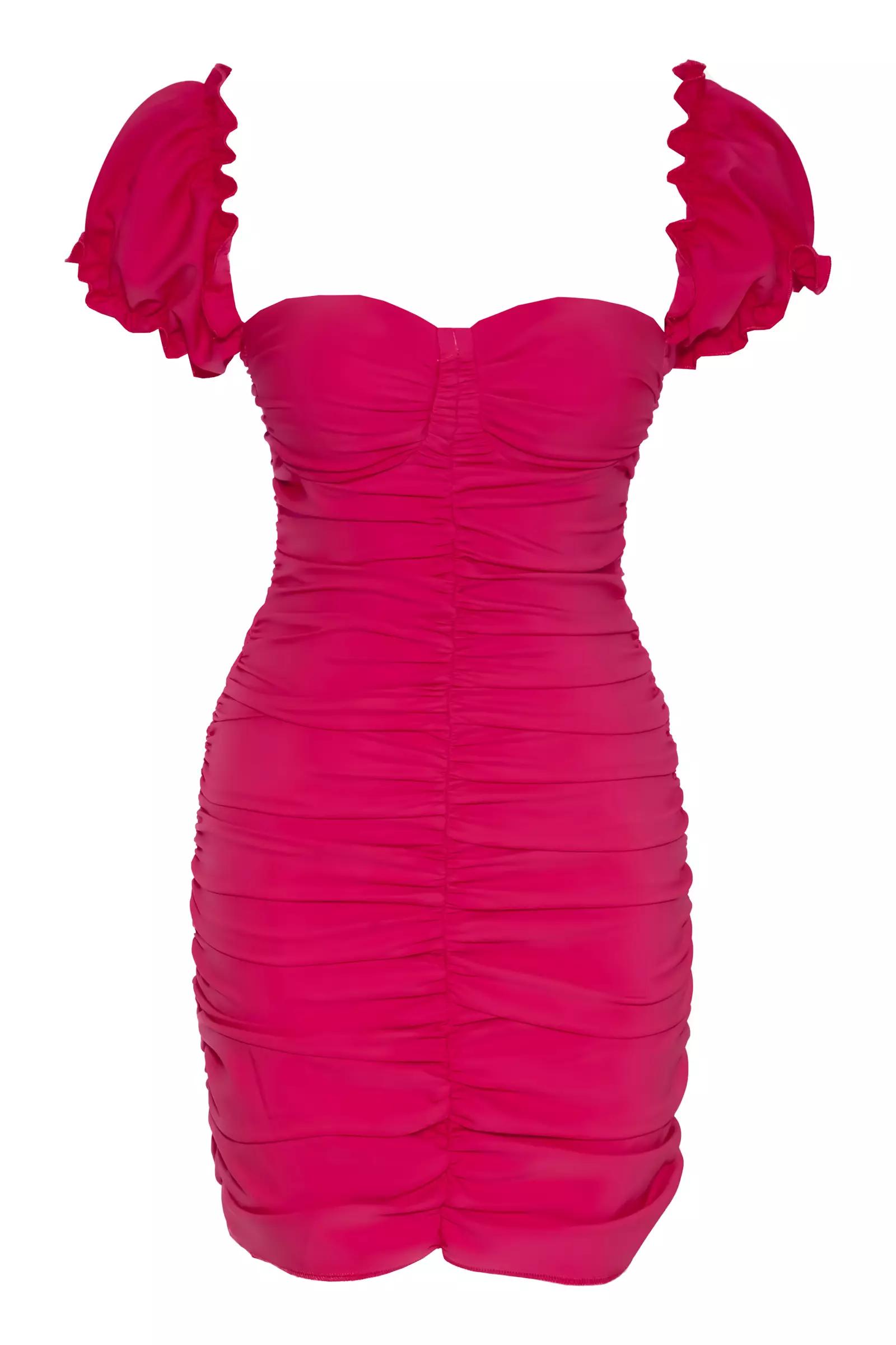 Fuchsia crepe sleeveless mini dress