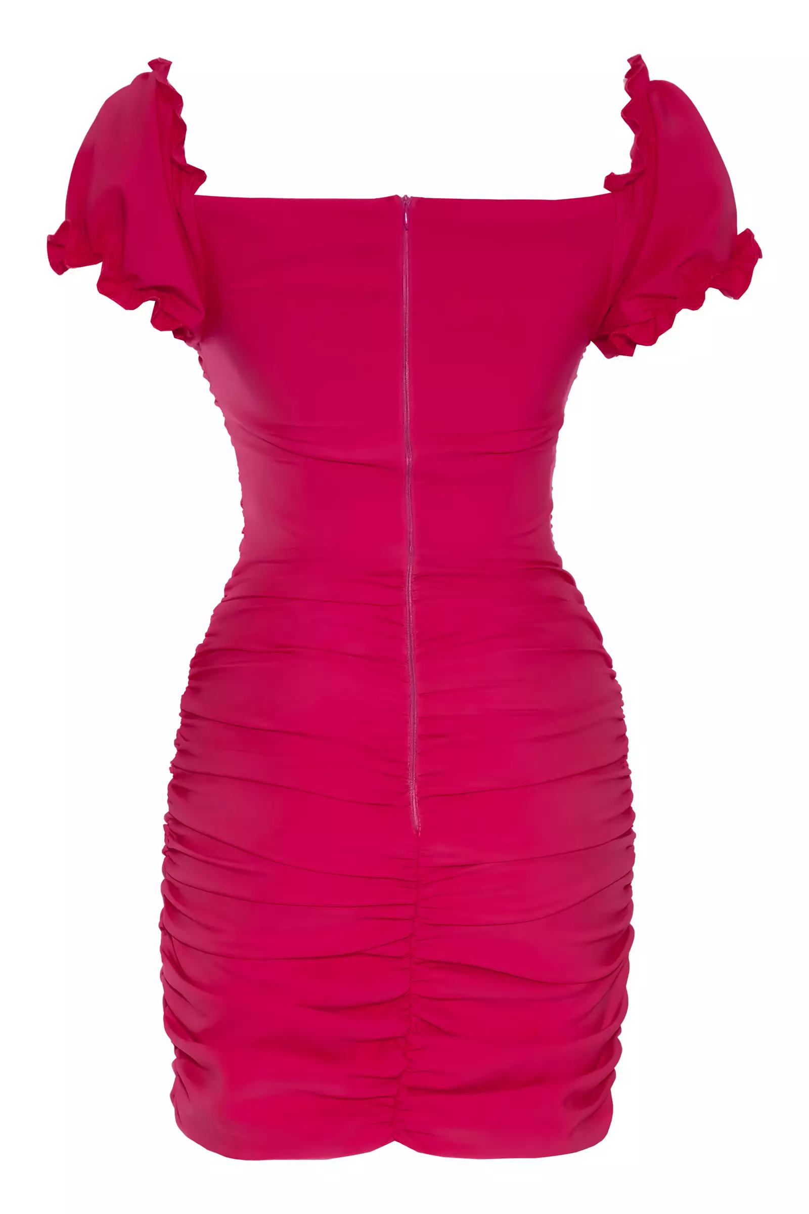 Fuchsia crepe sleeveless mini dress