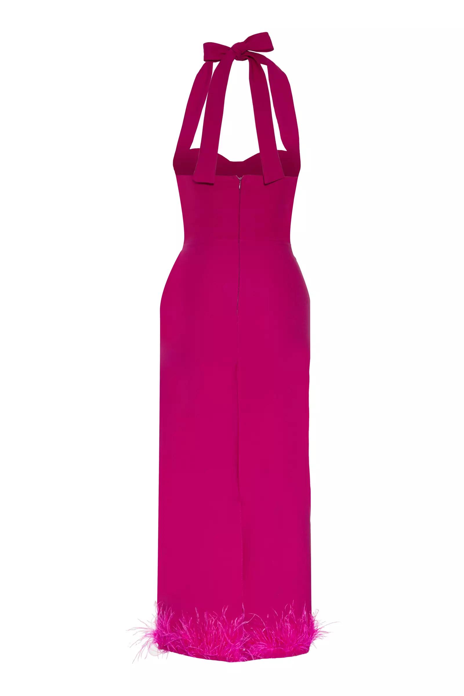 Fuchsia crepe sleeveless midi dress