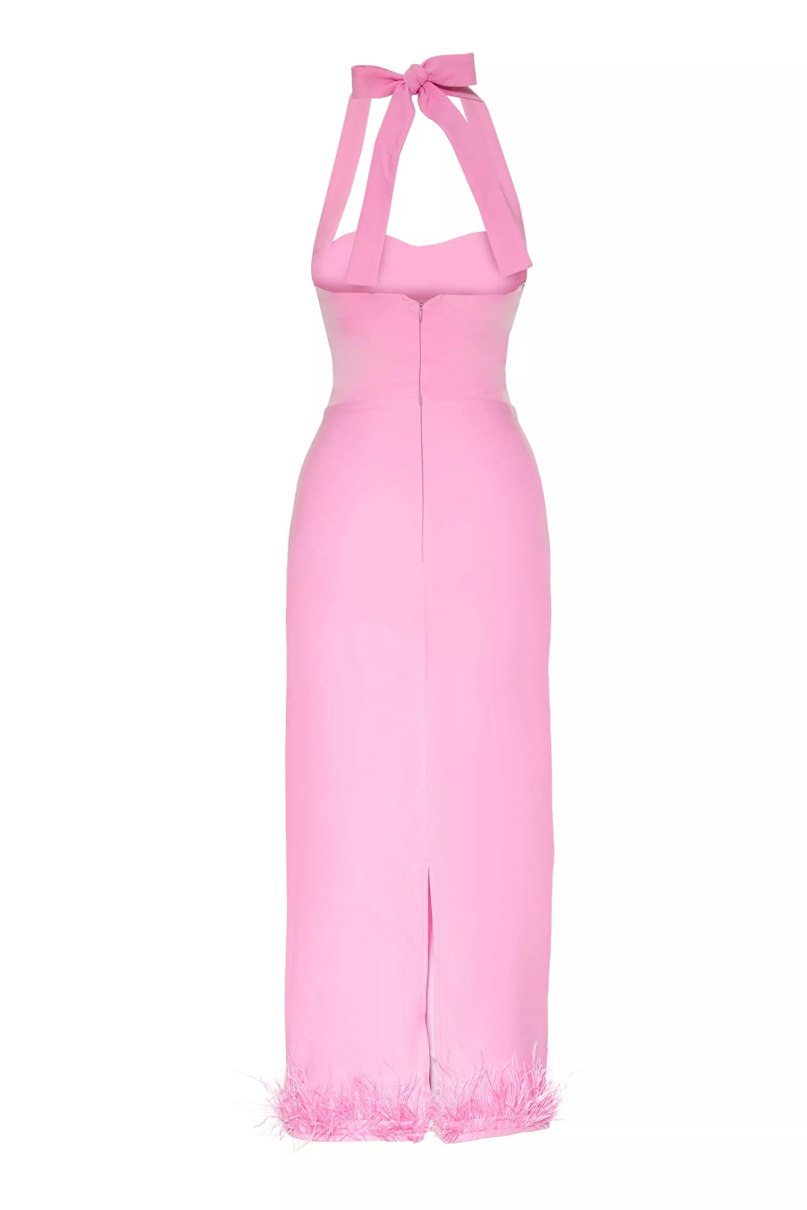 Pink crepe sleeveless midi dress