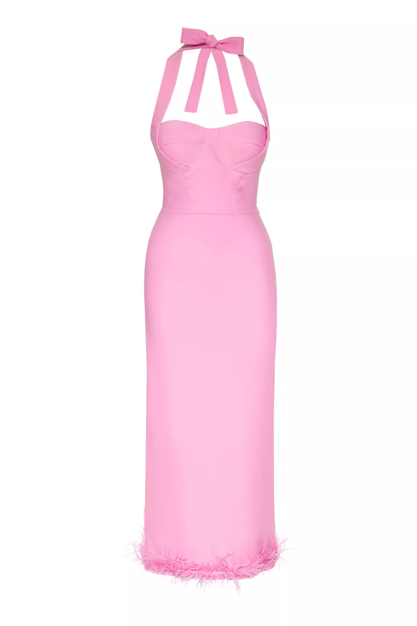 Pink crepe sleeveless midi dress