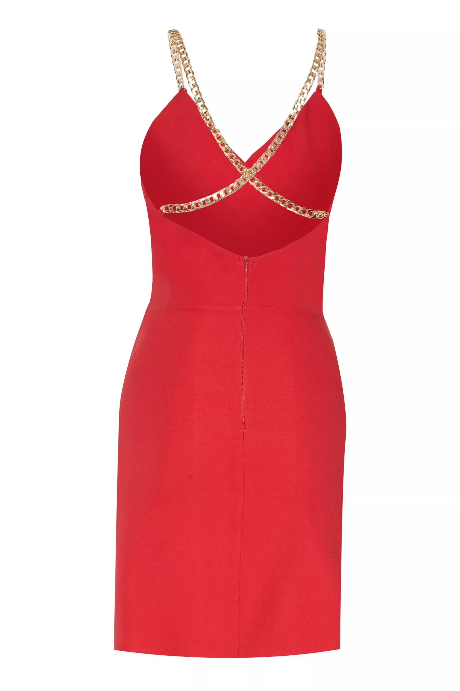 Red crepe sleeveless mini dress